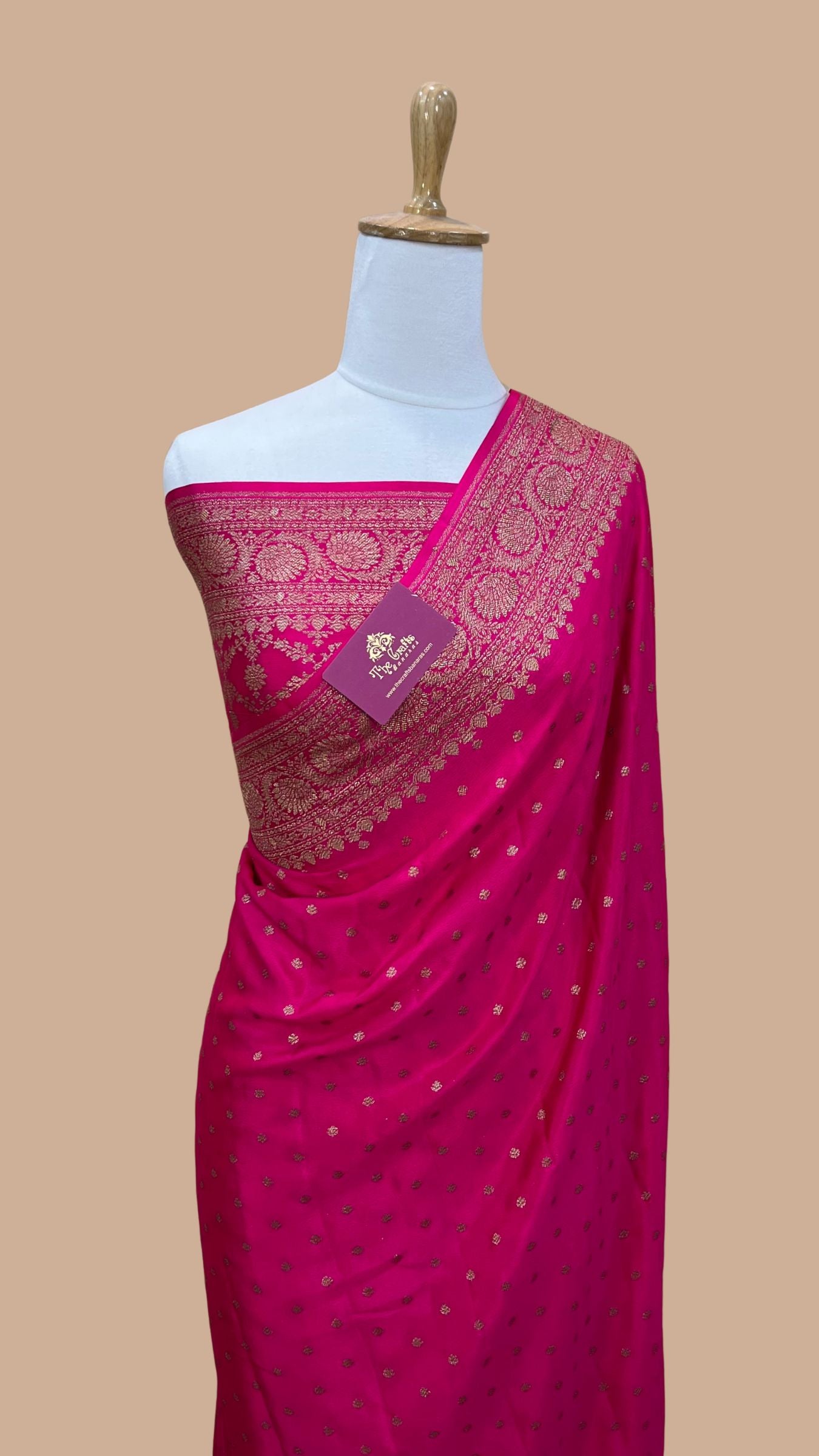 Pure Crepe Georgette Banarasi Saree - Antique Zari