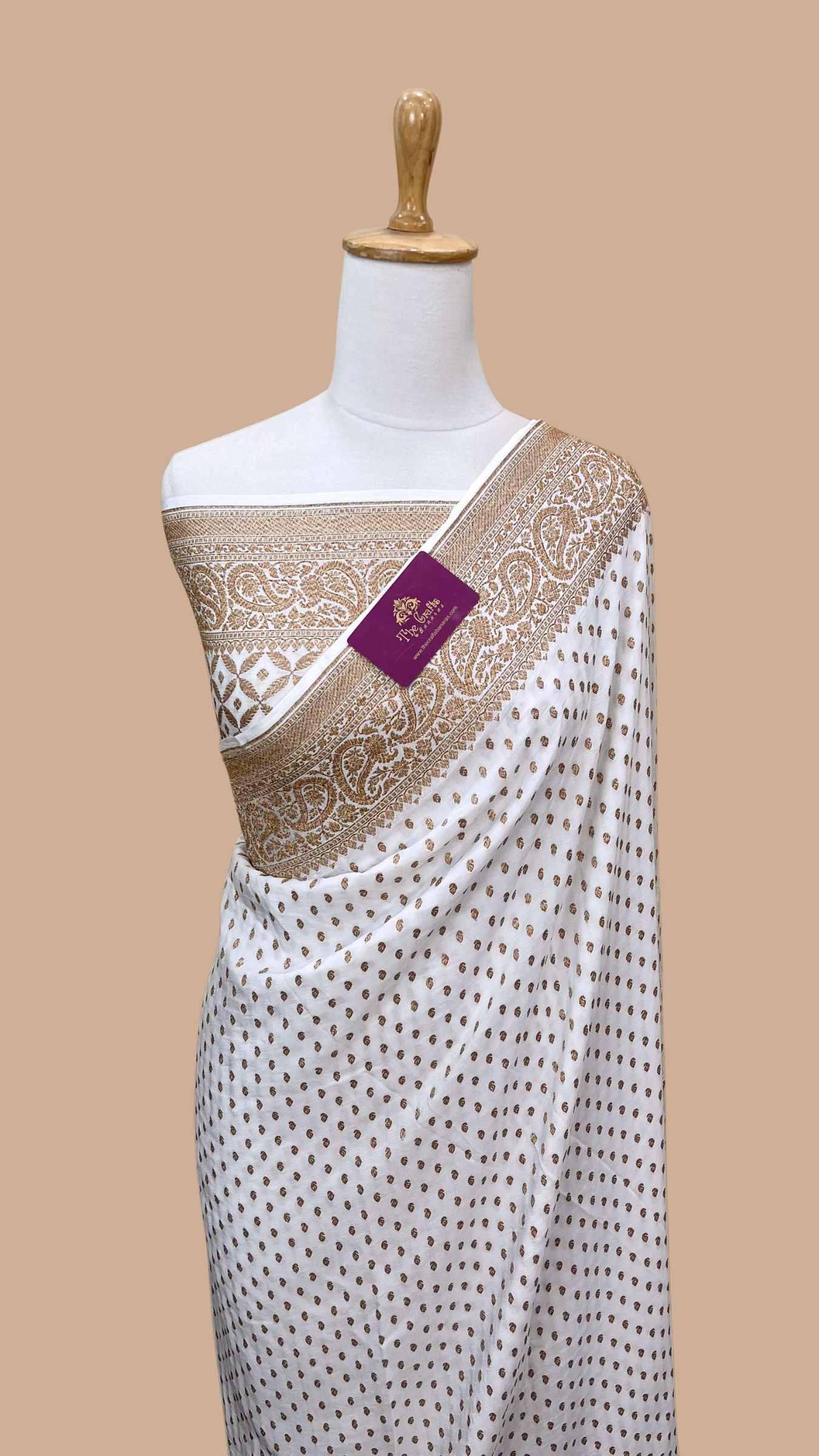 Pure Crepe Georgette Banarasi Saree - Antique Zari