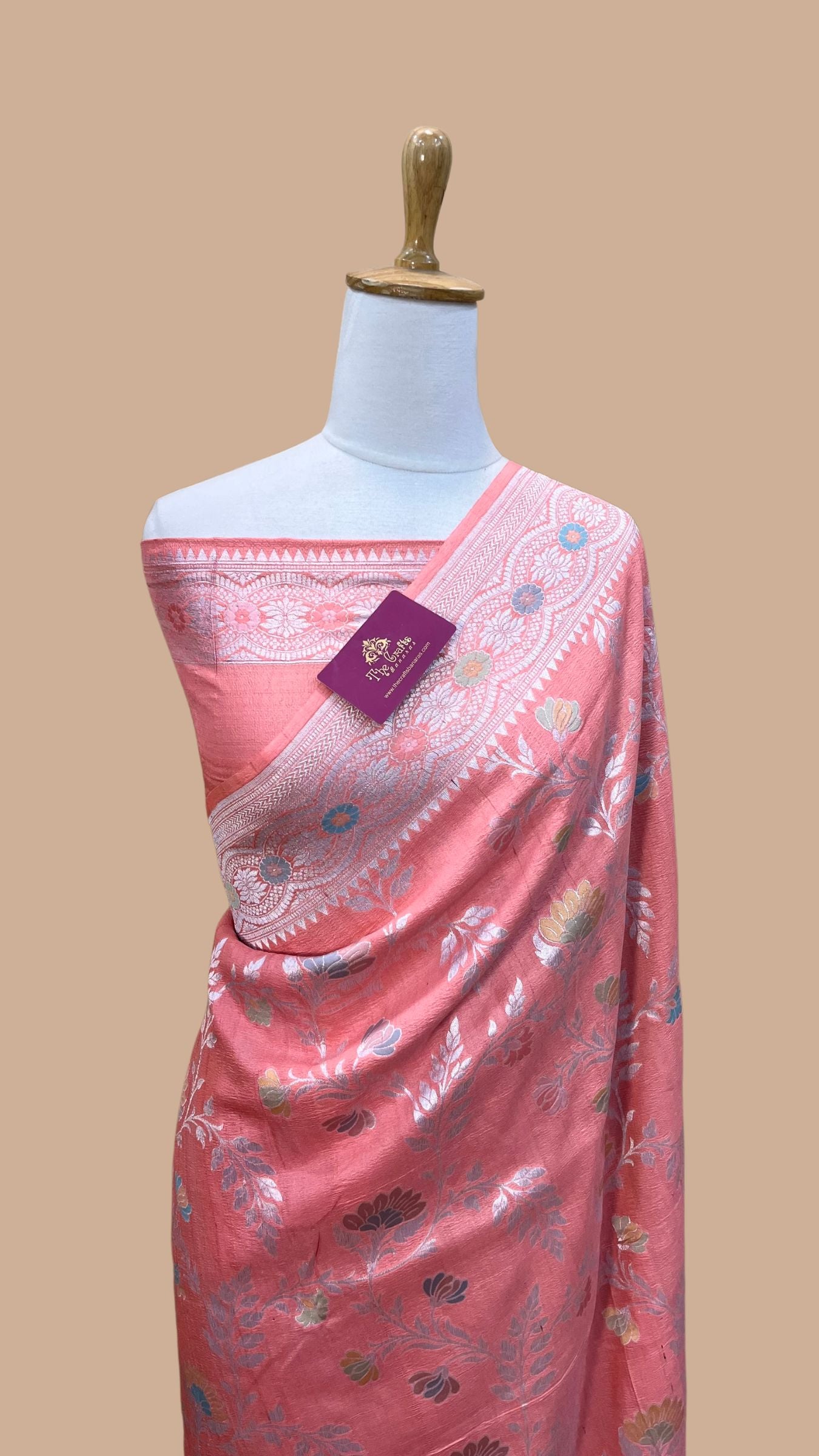 Tissue Georgette Handloom Banarasi Saree - Jaal with Meenakari