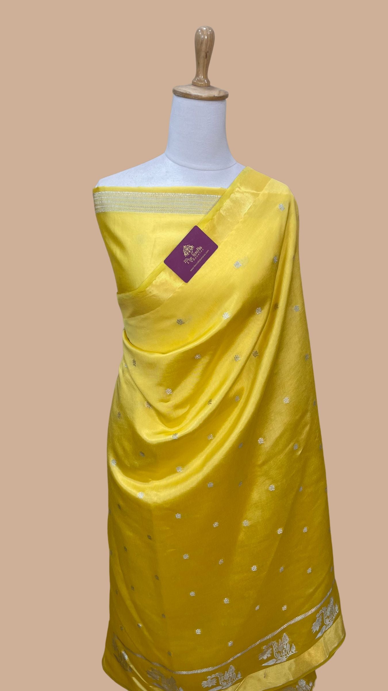 Yellow Pure ChiniyaSilk Banarasi Saree