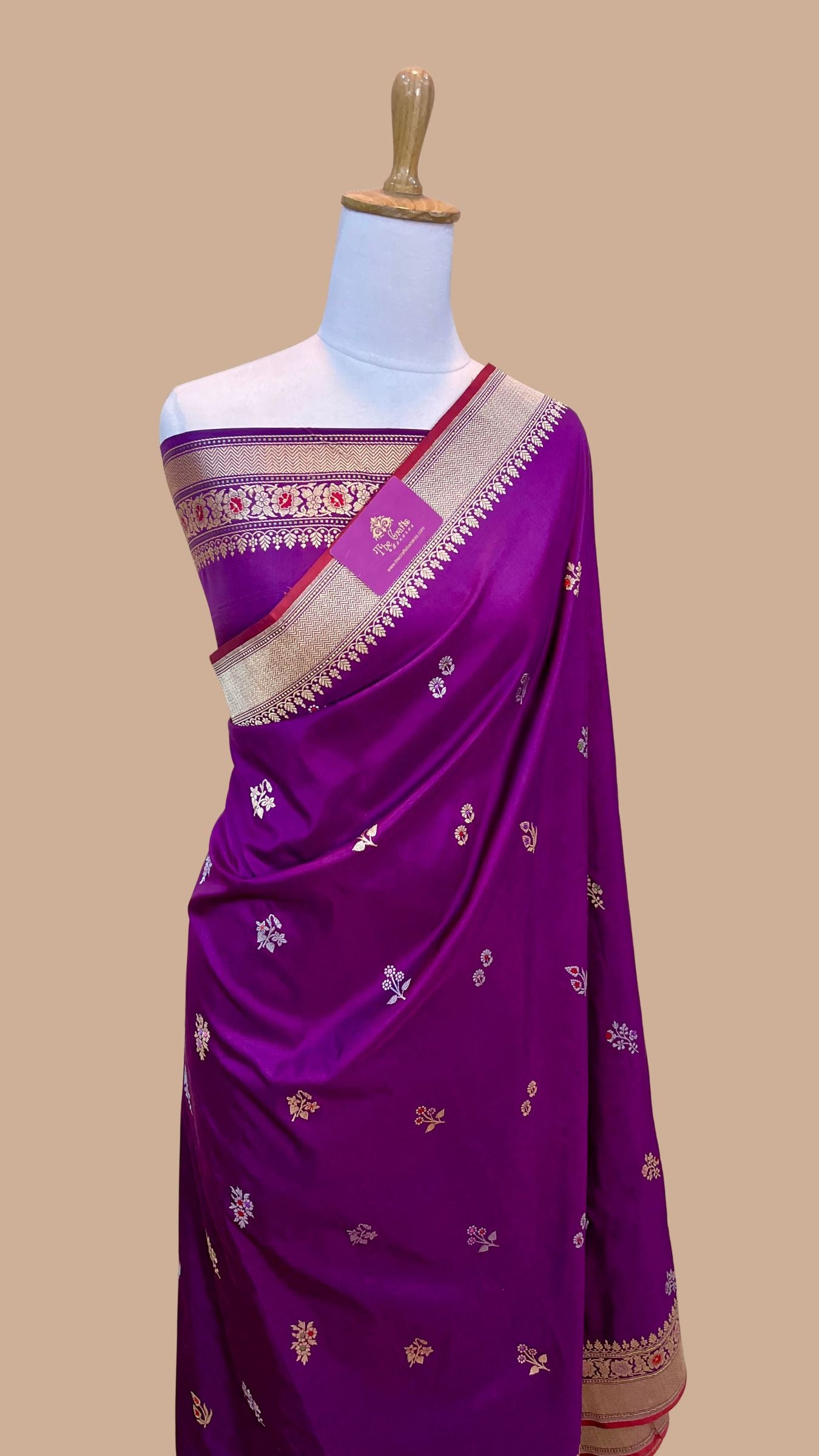 Pure Katan Silk Handloom Banarasi Saree -  Sona roopa with kadhua work