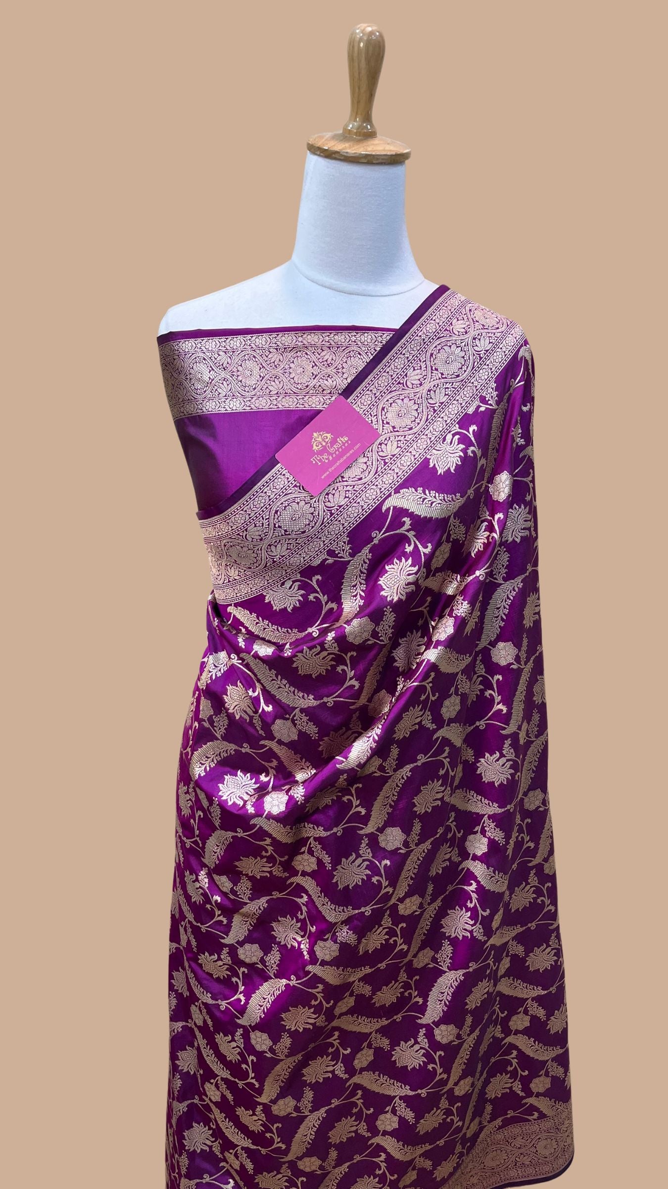 Pure Katan Silk Handloom Banarasi Saree - Jaal work