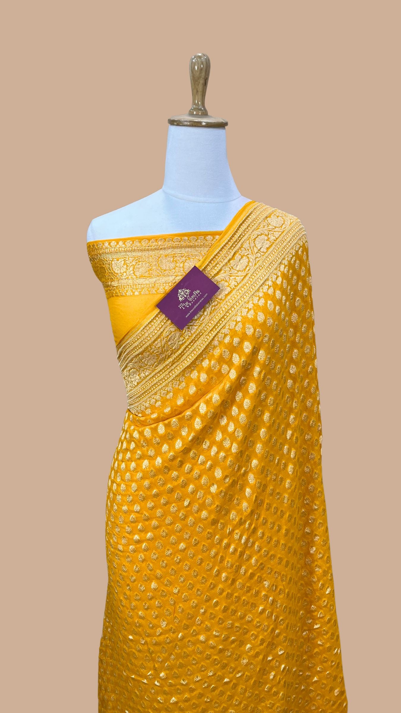 Khaddi Georgette Banarasi Saree - Gold Zari