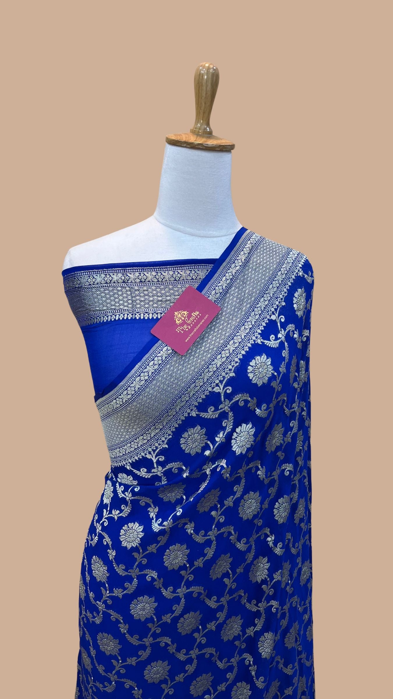 Khaddi Georgette Handloom Banarasi Saree - Water Zari