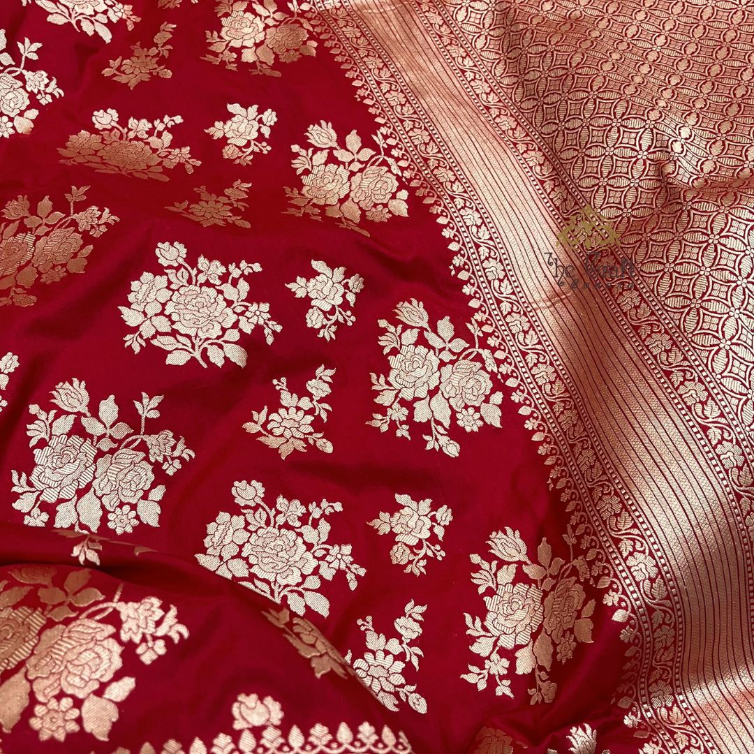 Pure Katan Silk Handloom Banarasi Saree - Jaal work