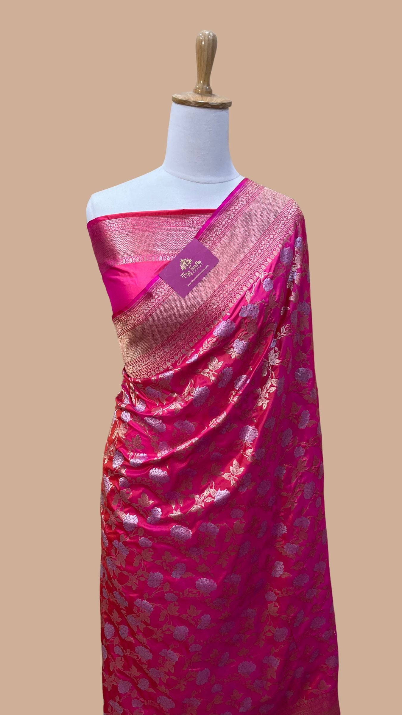 Pure Katan Silk Handloom Banarasi Saree - All over Sona Roopa Jaal work