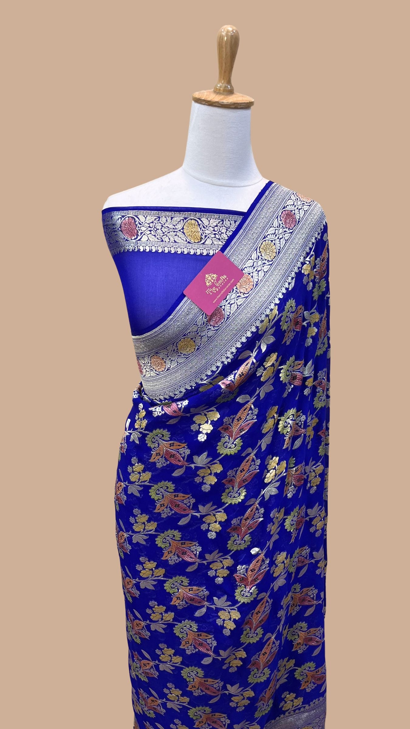 Khaddi Georgette Handloom Banarasi Saree - Water Zari