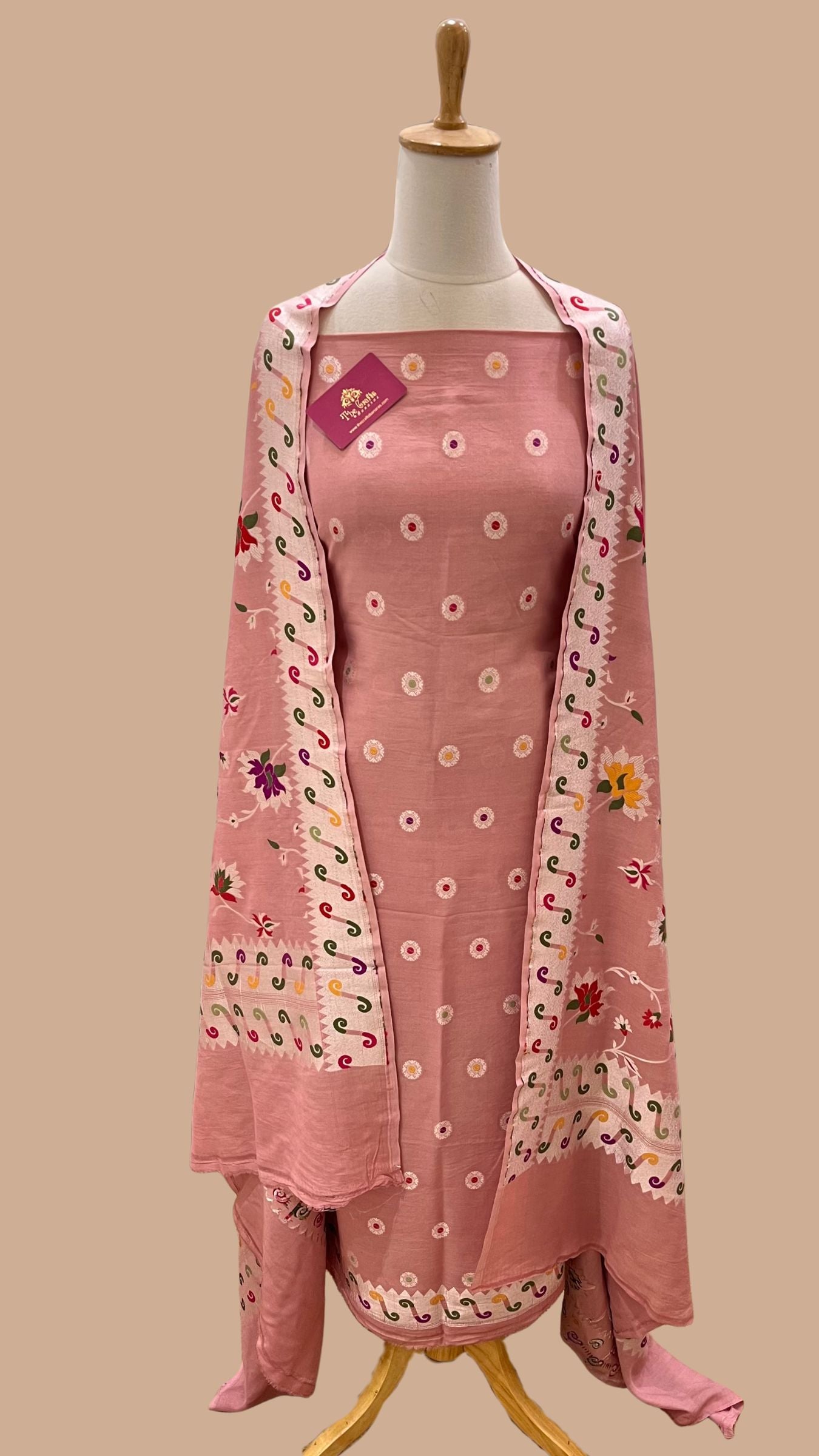 Tussar Silk Handloom Banarasi Dress Material - Tilfi Meenakari