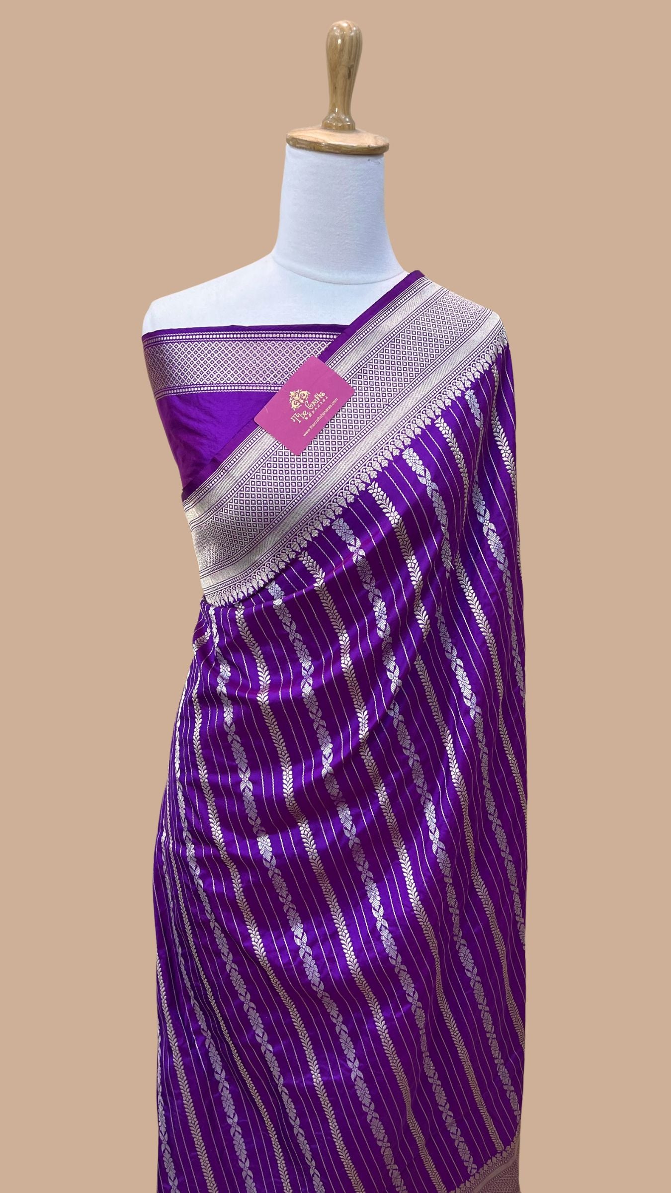 Pure Katan Silk Handloom Banarasi Saree - Sona roopa with kadhua border