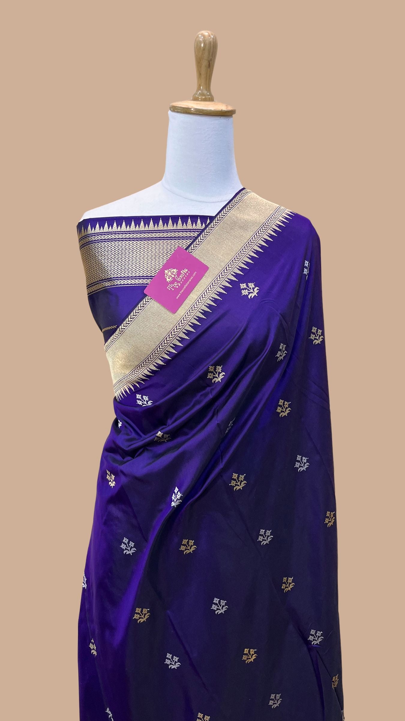 Purple Pure Katan Silk Handloom Banarasi Saree - With Sona Rupa Kadhua Motifs