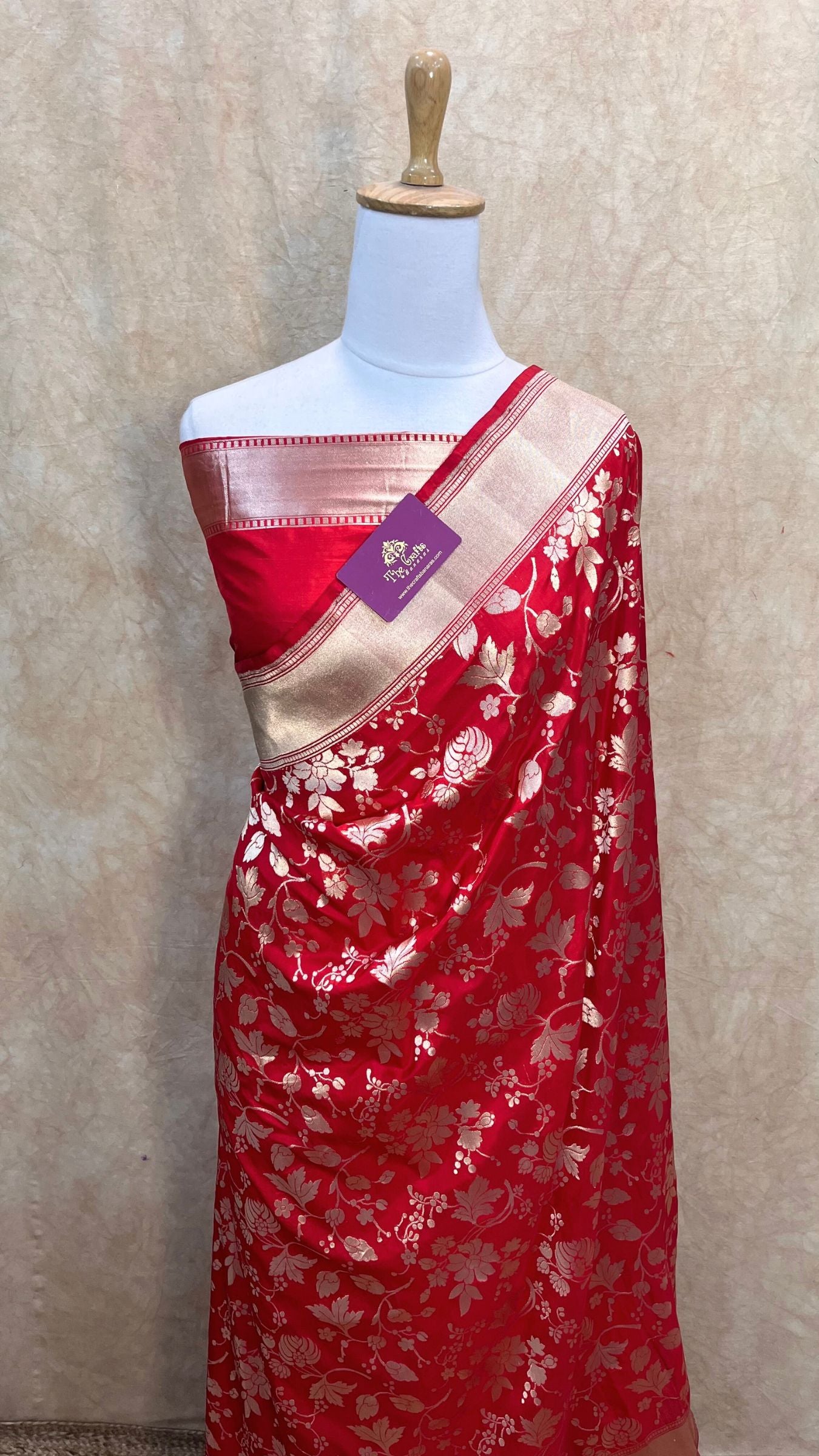 Pure Katan Silk Handloom Banarasi Saree - Jaal work