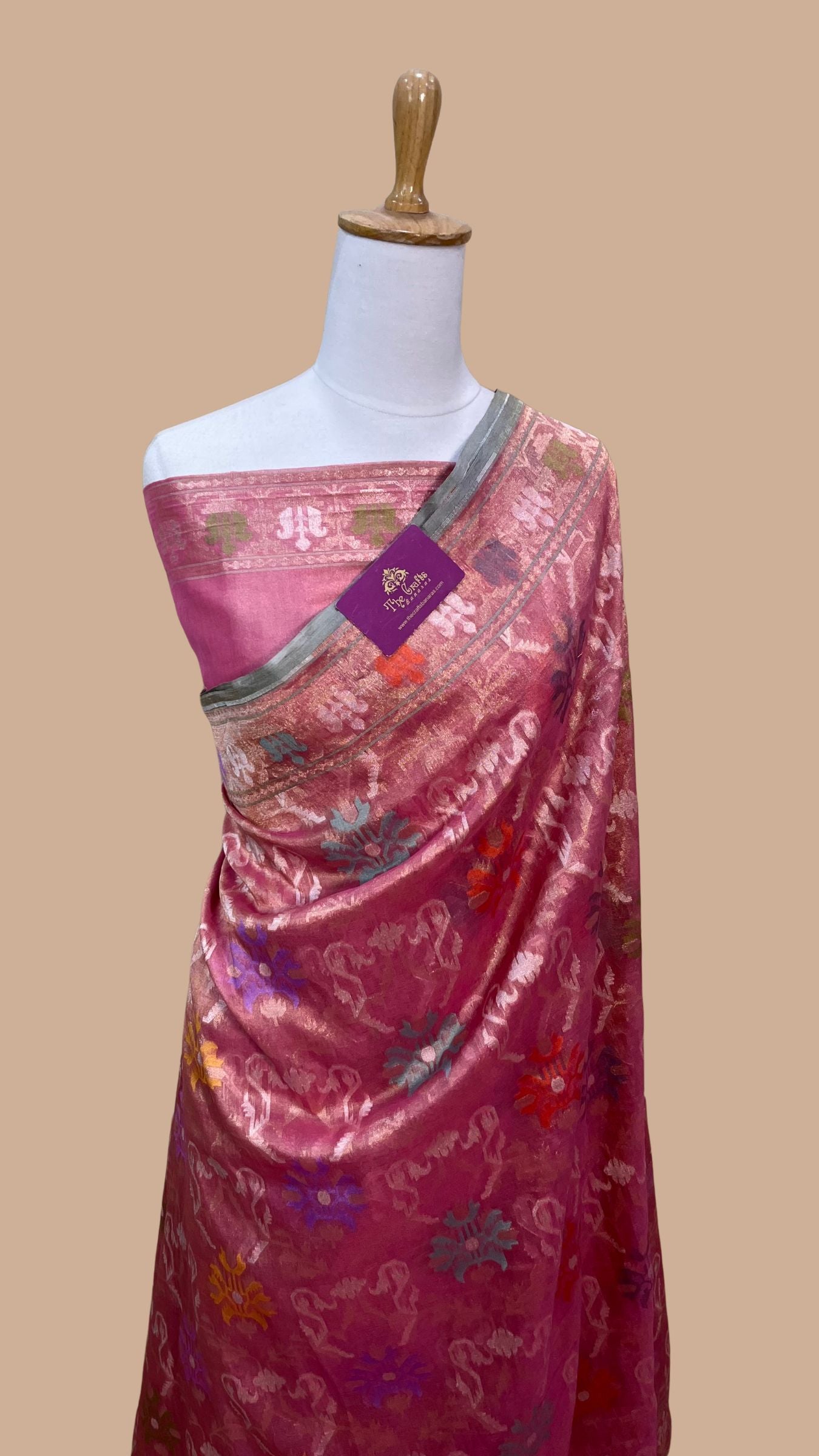 Pure Ektara Cotton Tissue Jamdani Banarasi Saree - Tilfi