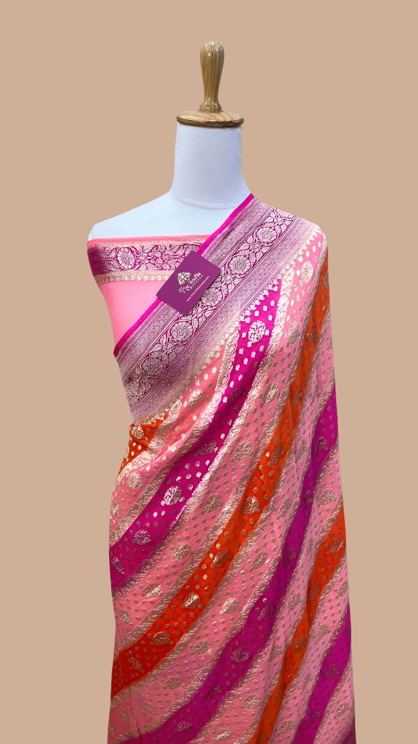 Khaddi Georgette Handloom Banarasi Saree - Water Zari