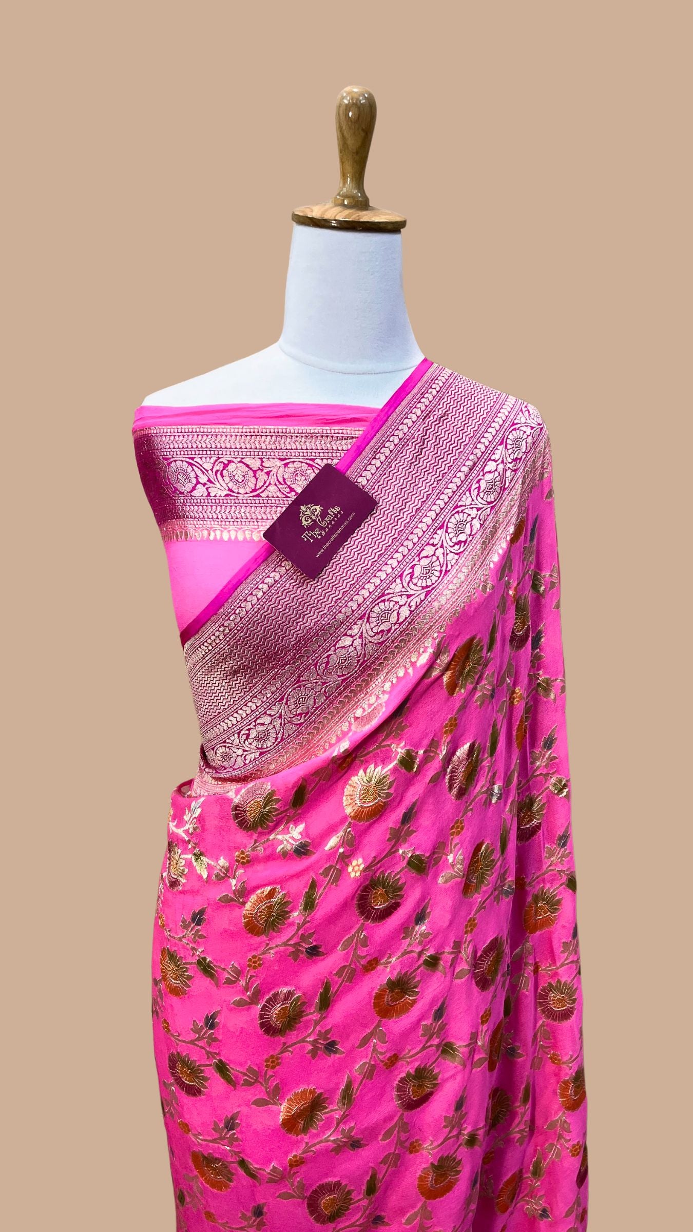 Khaddi Georgette Handloom Banarasi Saree - Water Zari