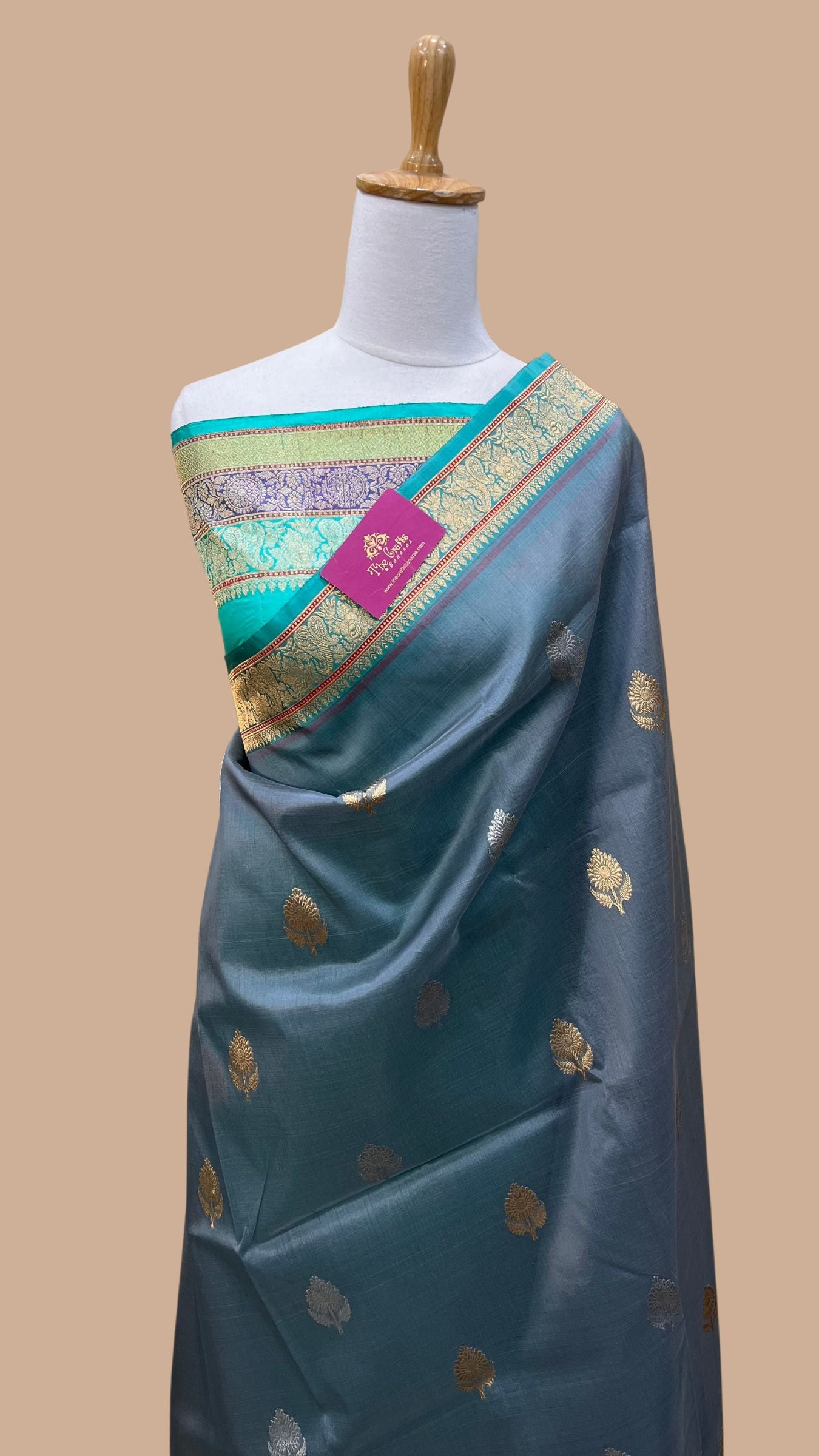 Pure Kora Silk Handloom Banarasi Saree - with sona rupa kadhua motifs