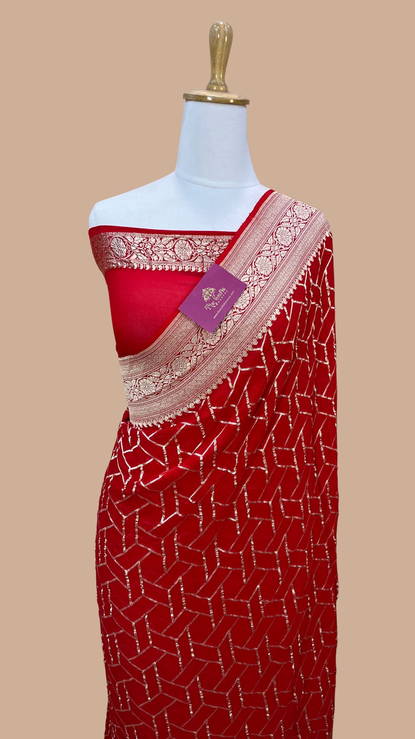 Khaddi Georgette Banarasi Saree - Water Zari