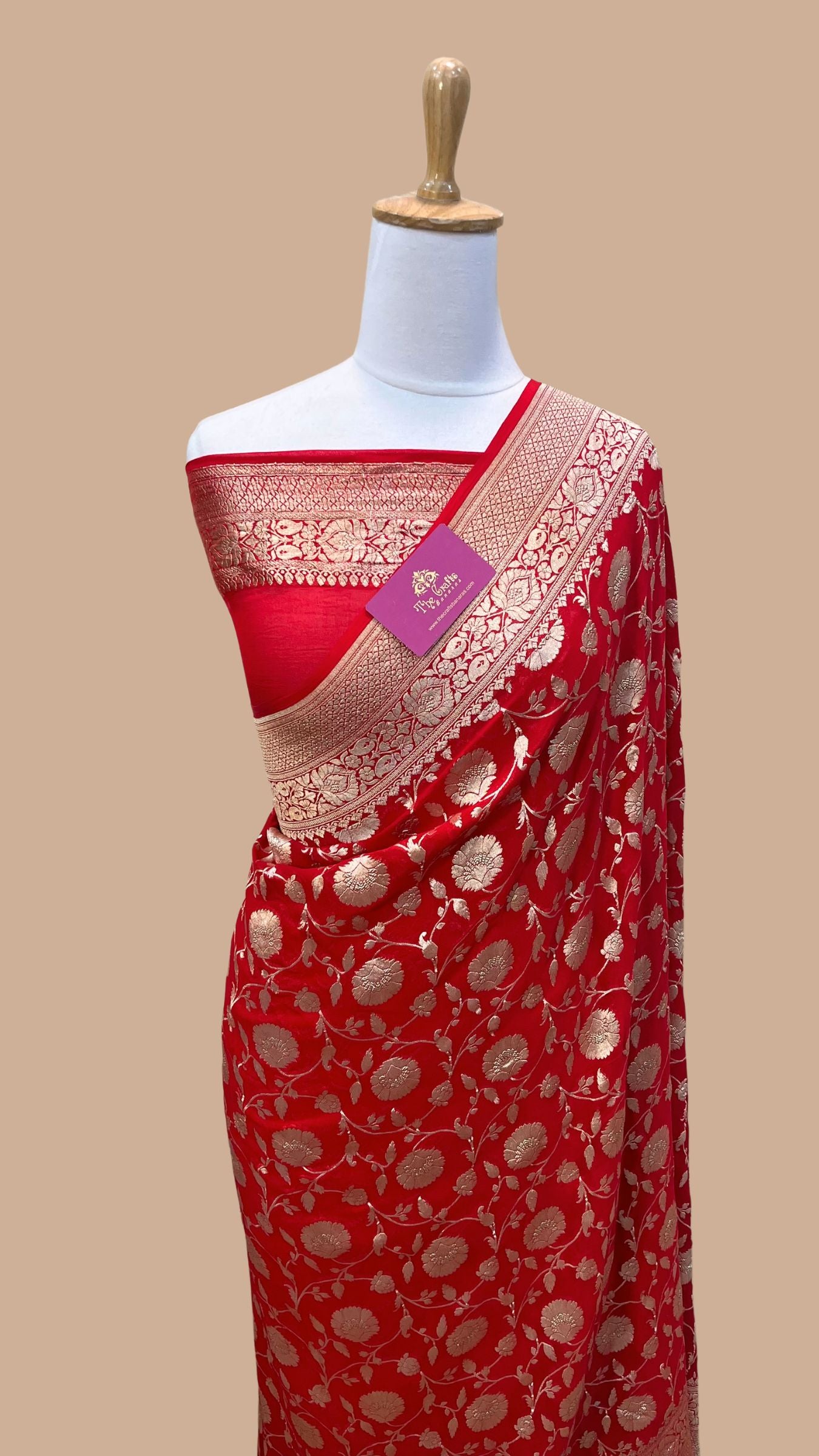 Khaddi Georgette Handloom Banarasi Saree - Water Zari