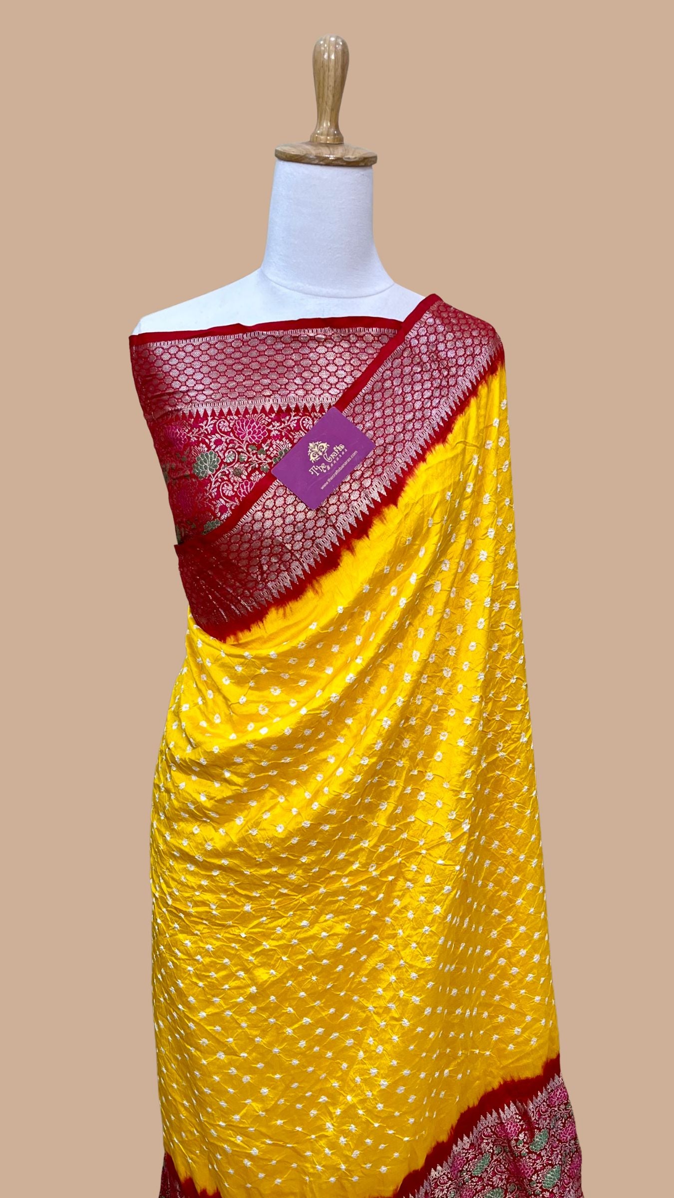 Pure Chiniya Silk Handloom Bandhej Banarasi Saree