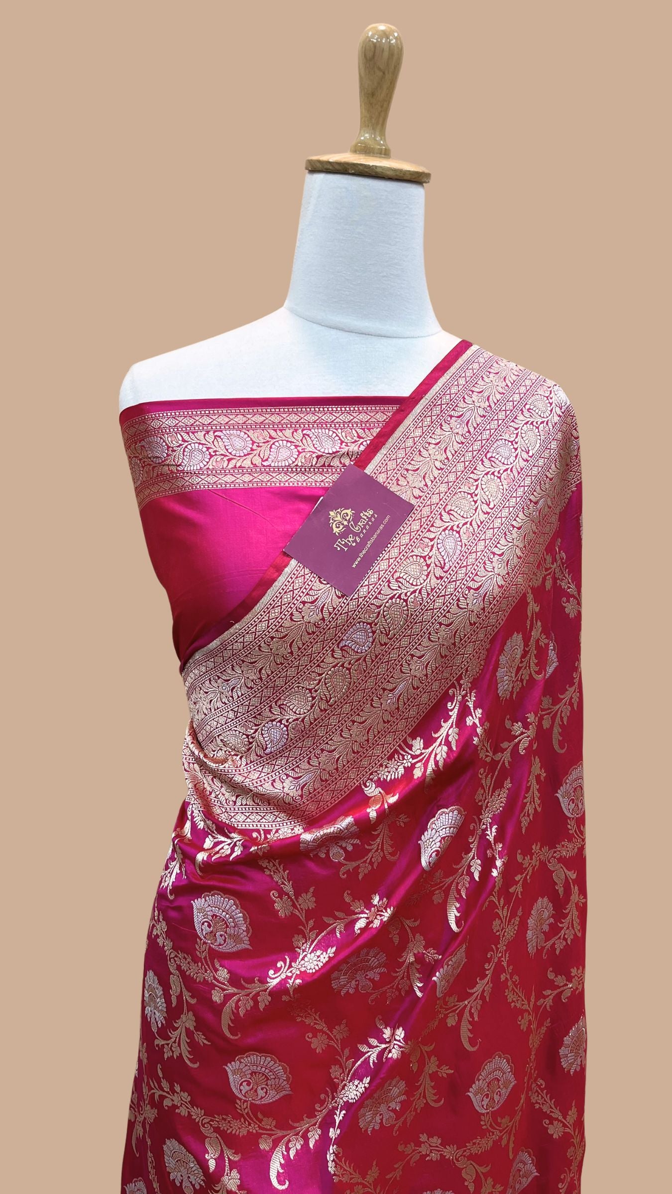 Pure Katan Silk Handloom Banarasi Saree - All over Sona Roopa Jaal work