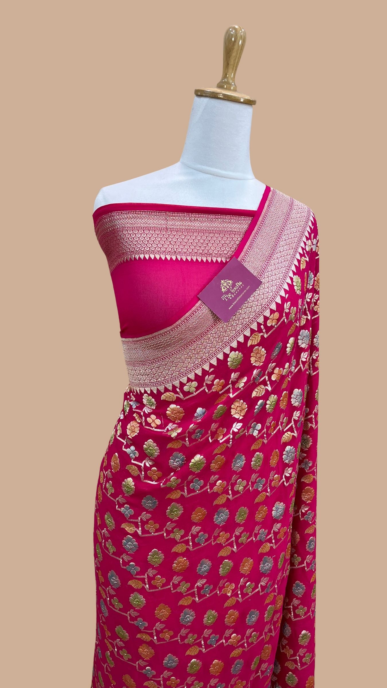 Khaddi Georgette Handloom Banarasi Saree - Water Zari