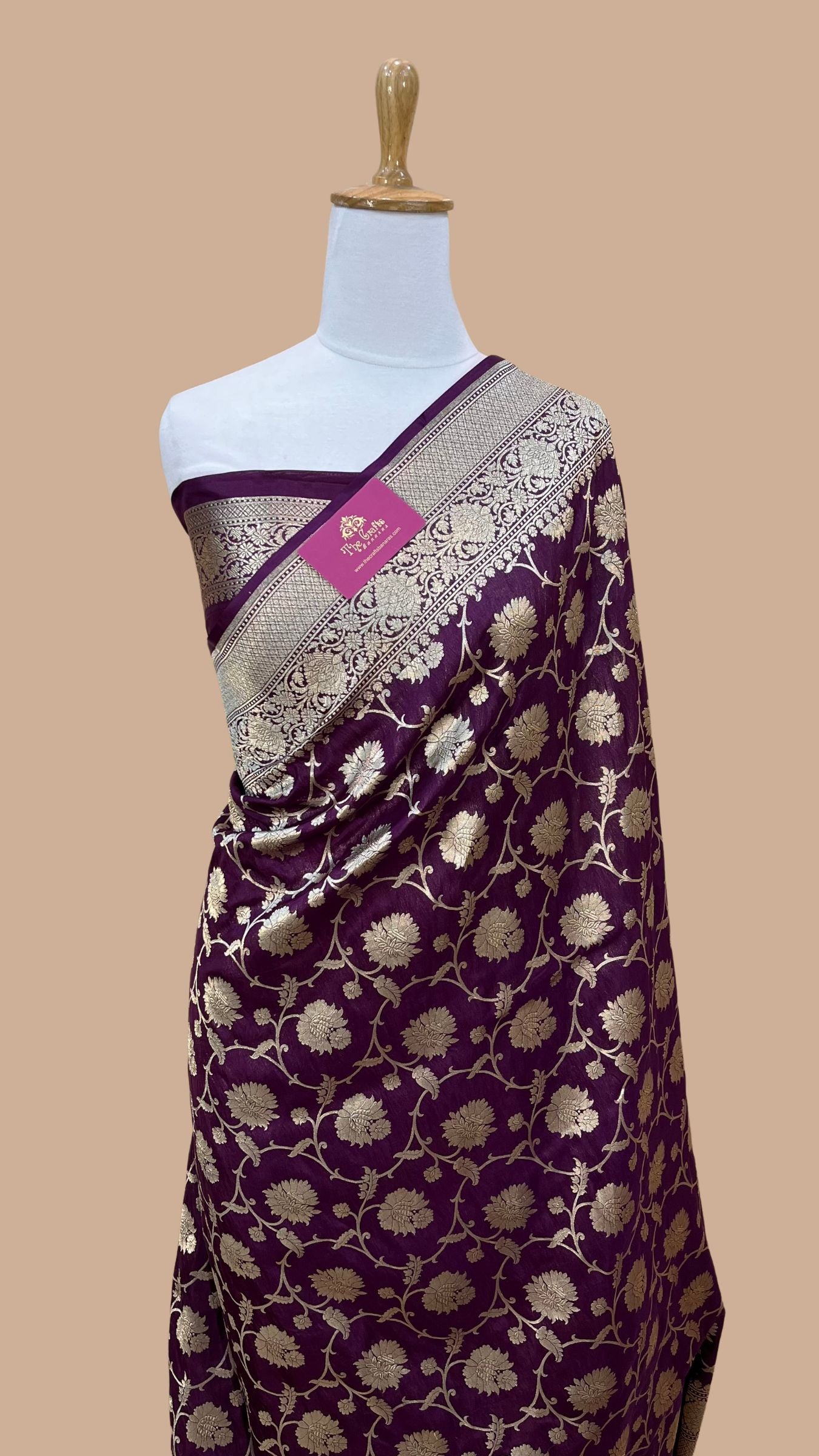 Pure Katan Silk Handloom Banarasi Saree - Jaal work