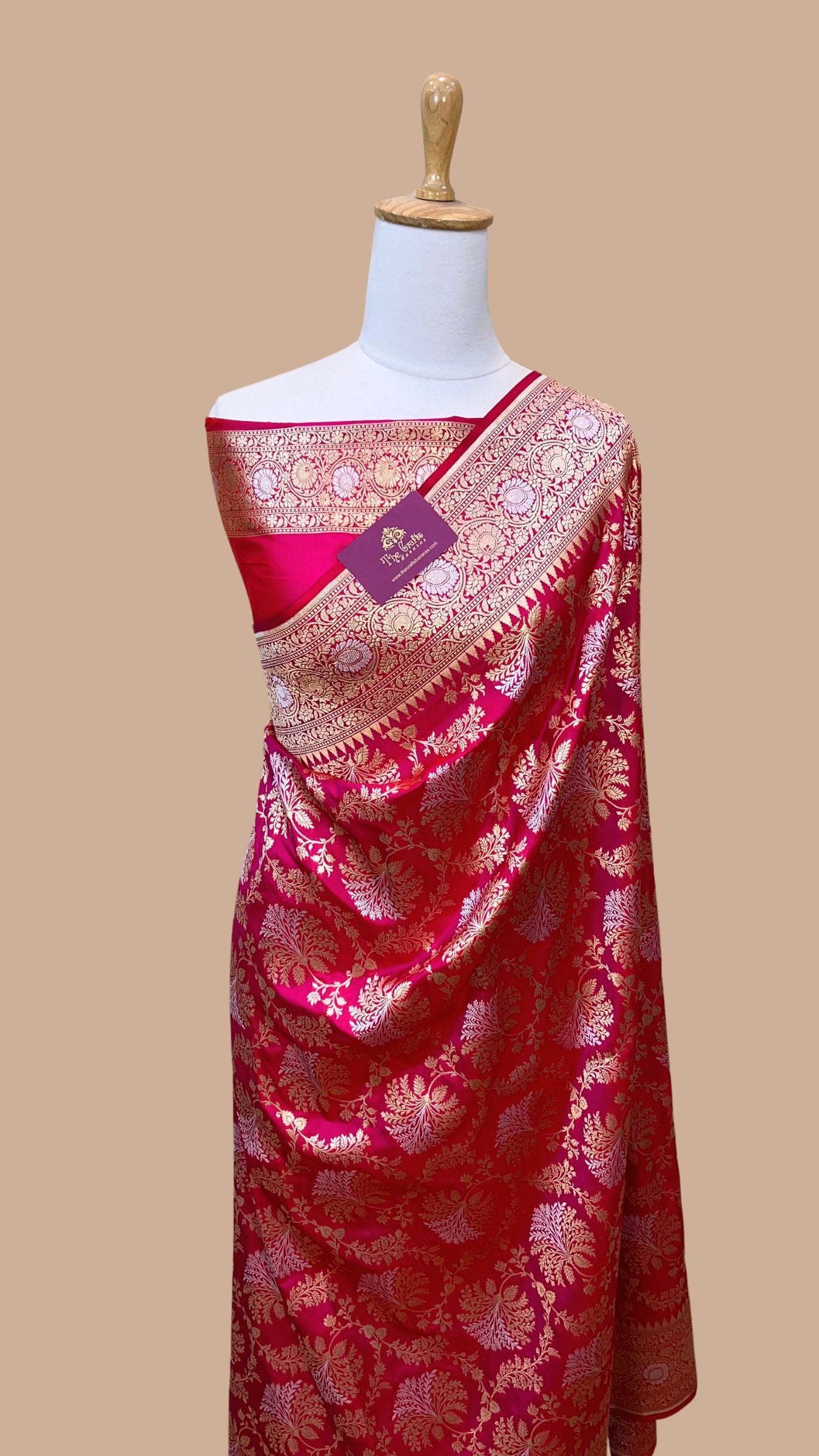 Pure Katan Silk Handloom Banarasi Saree - All over Sona Roopa Jaal work