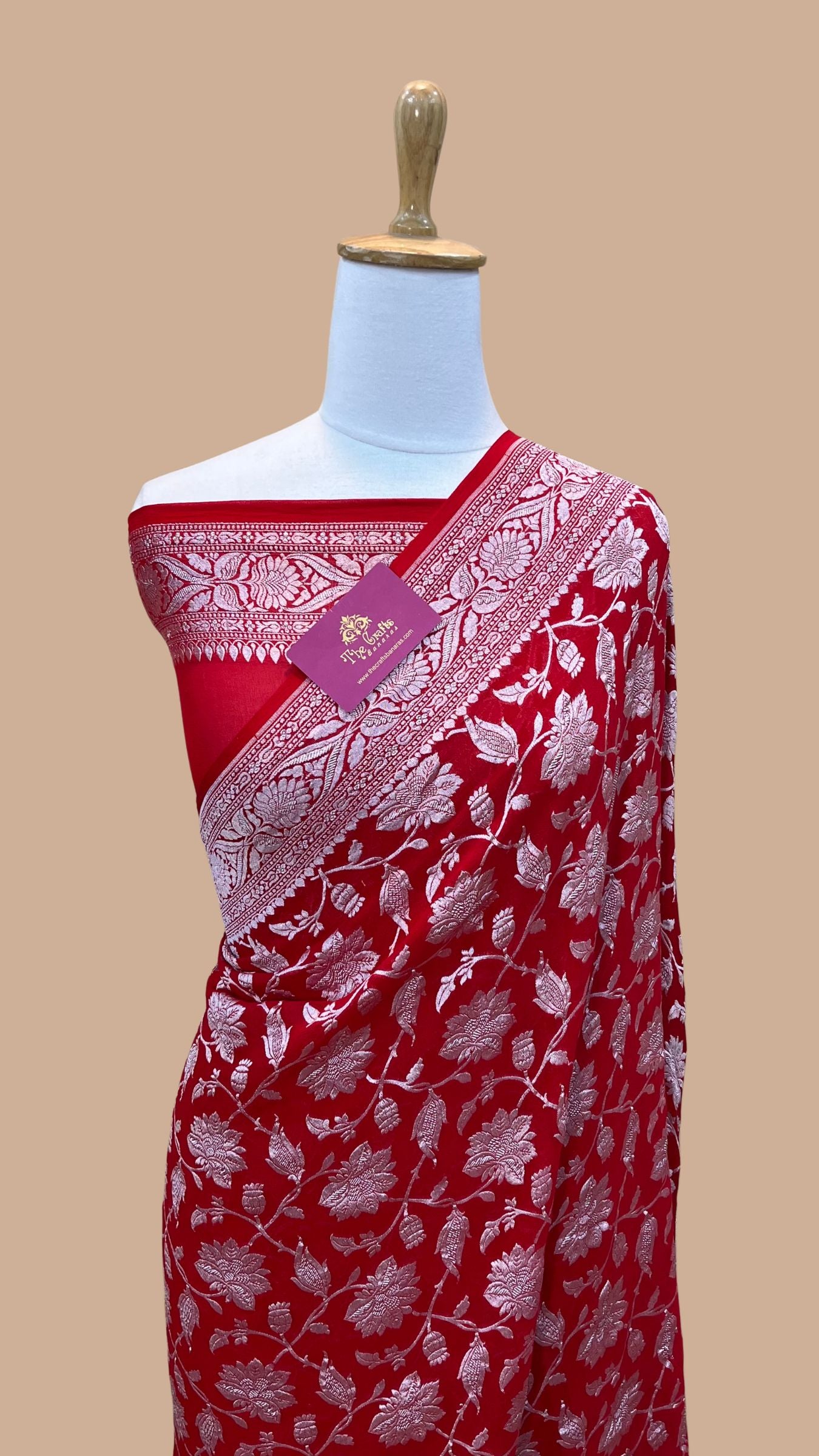 Pure Georgette Banarasi Saree - Silver Zari