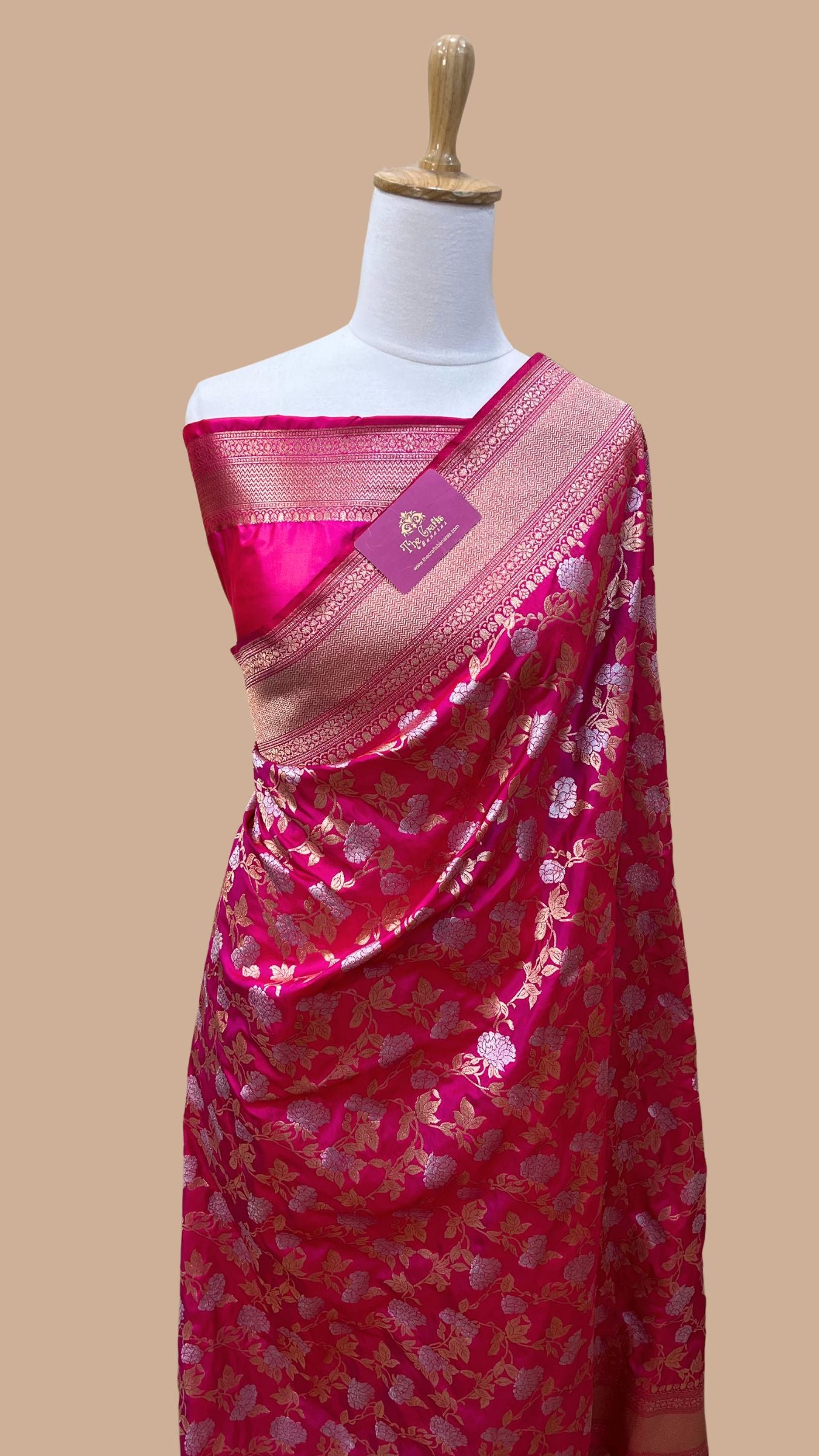 Pure Katan Silk Handloom Banarasi Saree - All over Sona Roopa Jaal work