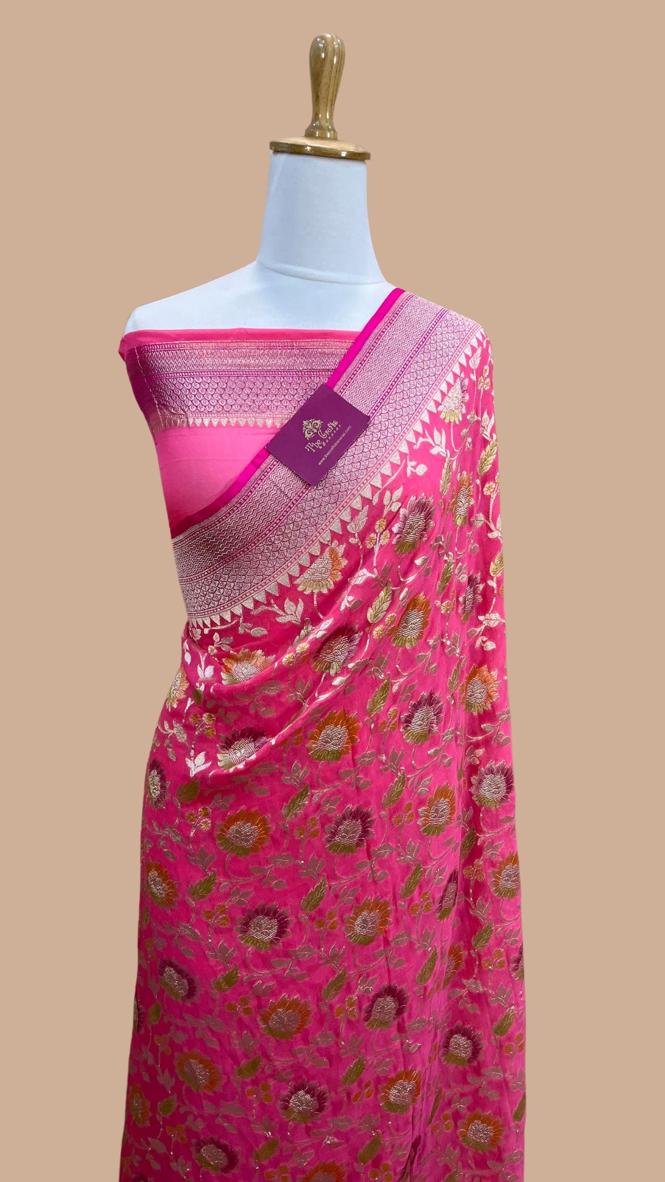 Khaddi Georgette Handloom Banarasi Saree - Water Zari