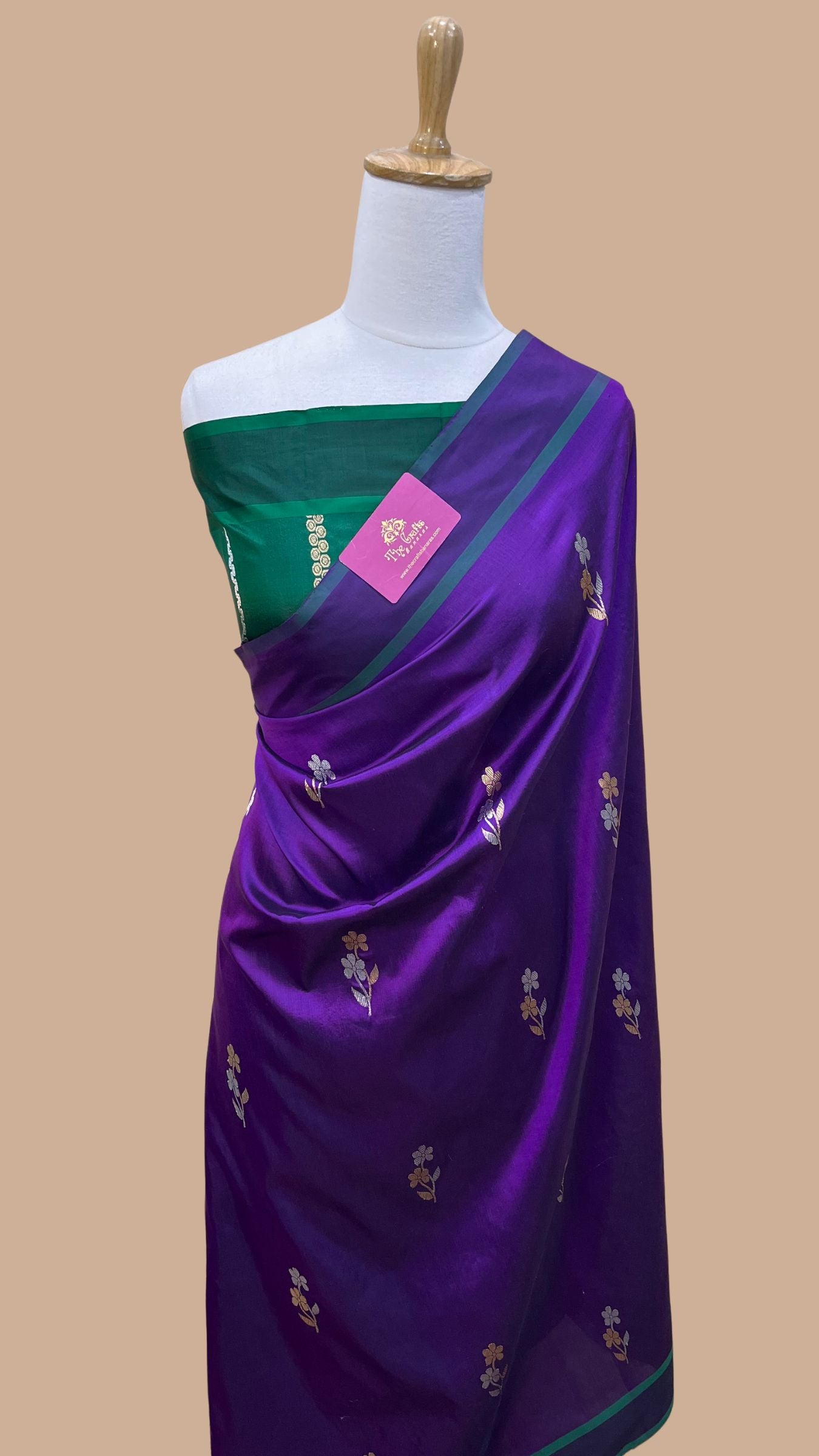 Pure Mango Silk Handloom Banarasi Saree - With Sona Roopa Motifs