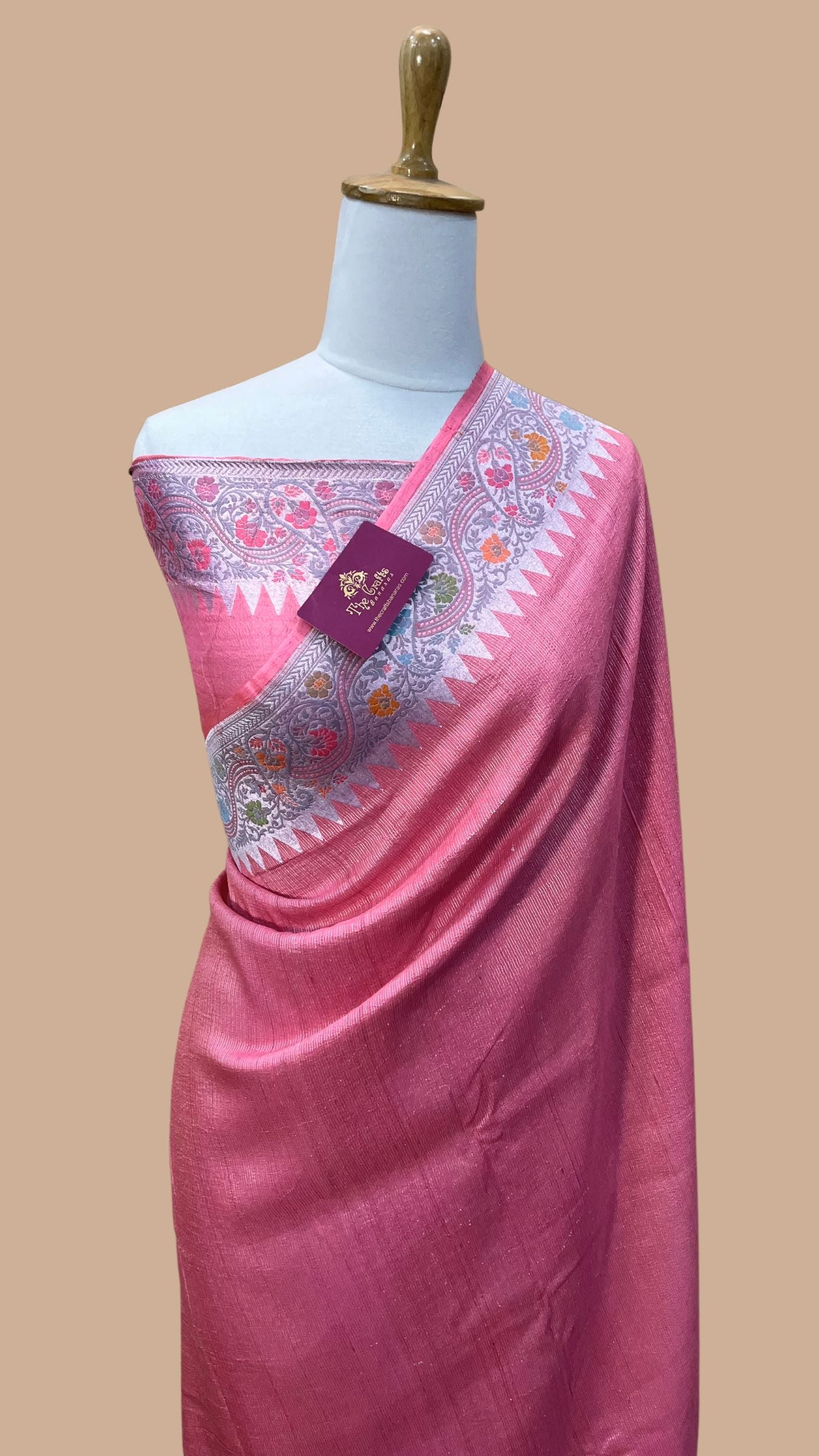 Tissue Georgette Handloom Banarasi Saree - Jaal with Meenakari