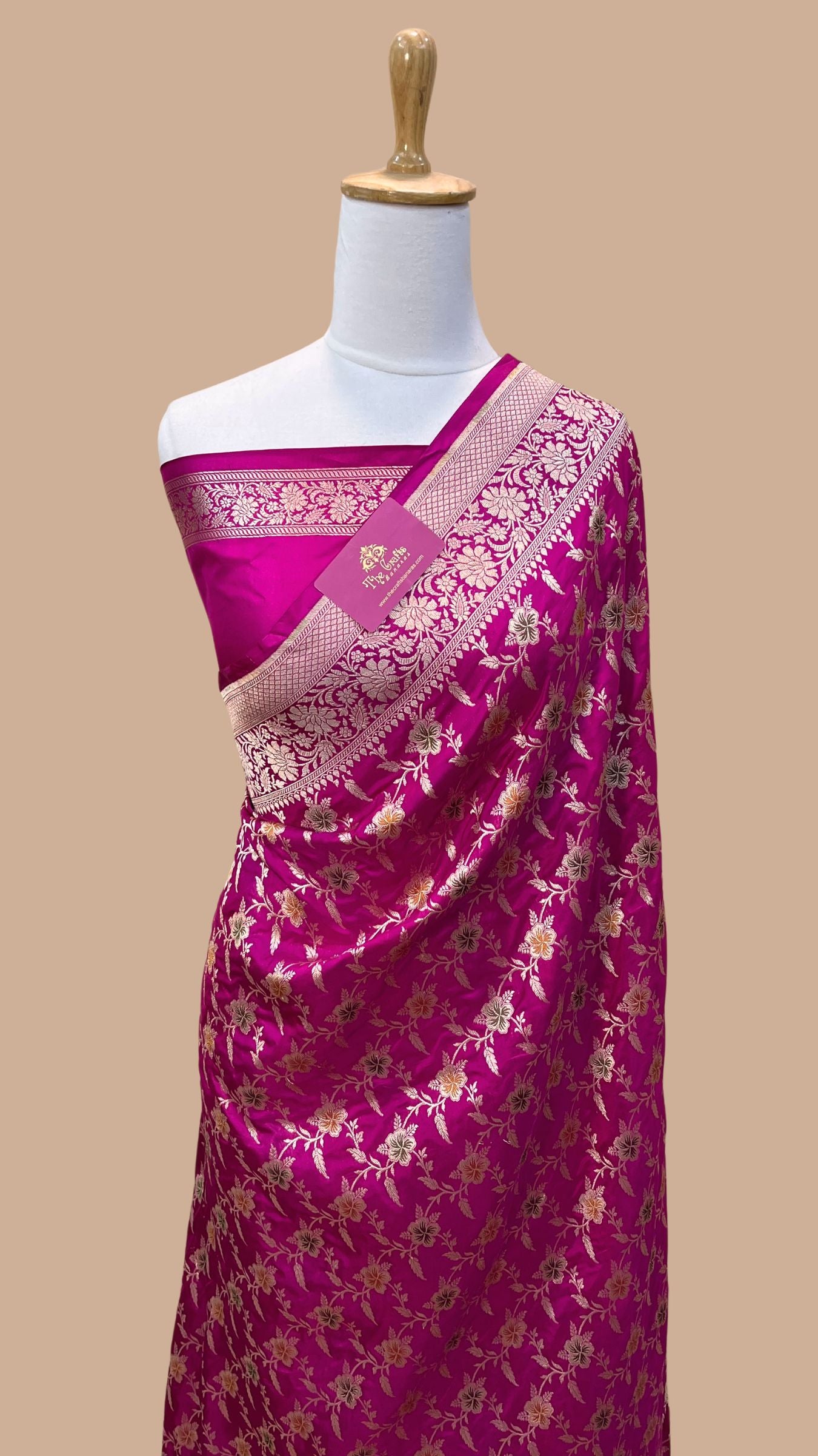 Pure Katan Silk Handloom Banarasi Saree - All over Meenakari Jaal work