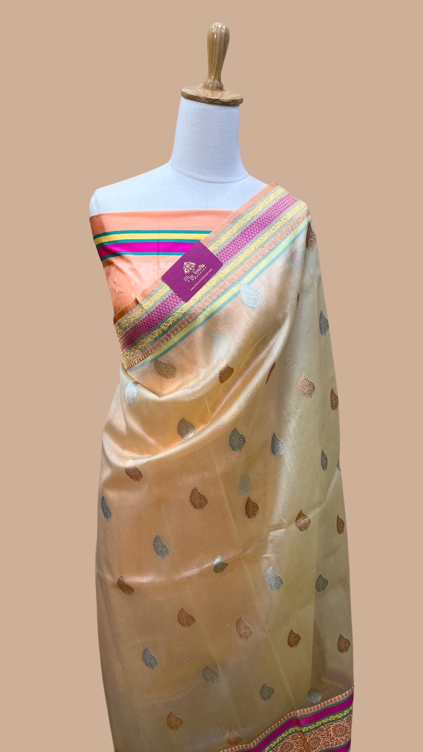 Pure Kora Silk Handloom Banarasi Saree - with sona rupa kadhua motifs