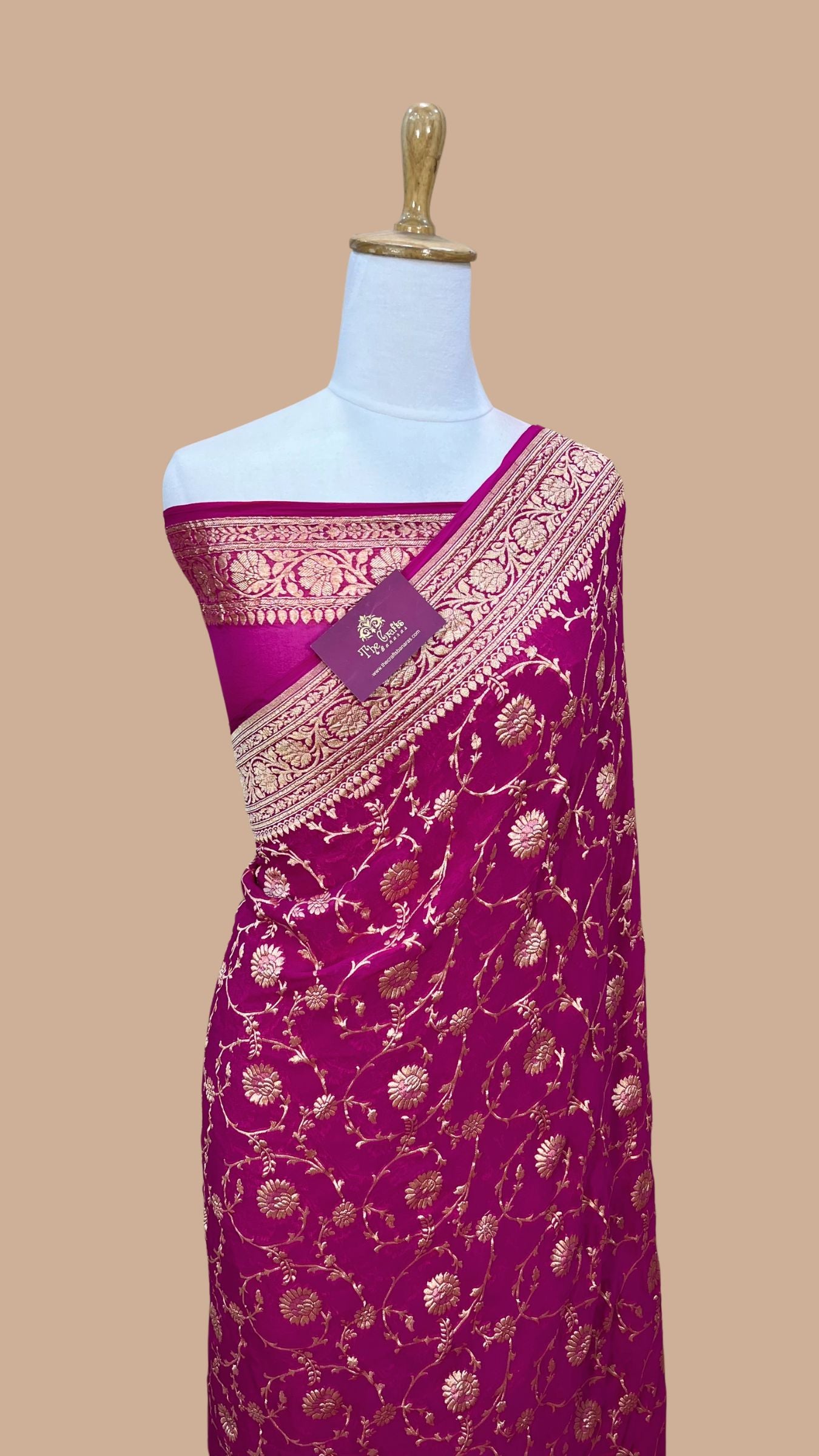 Khaddi Georgette Banarasi Saree - Gold Zari