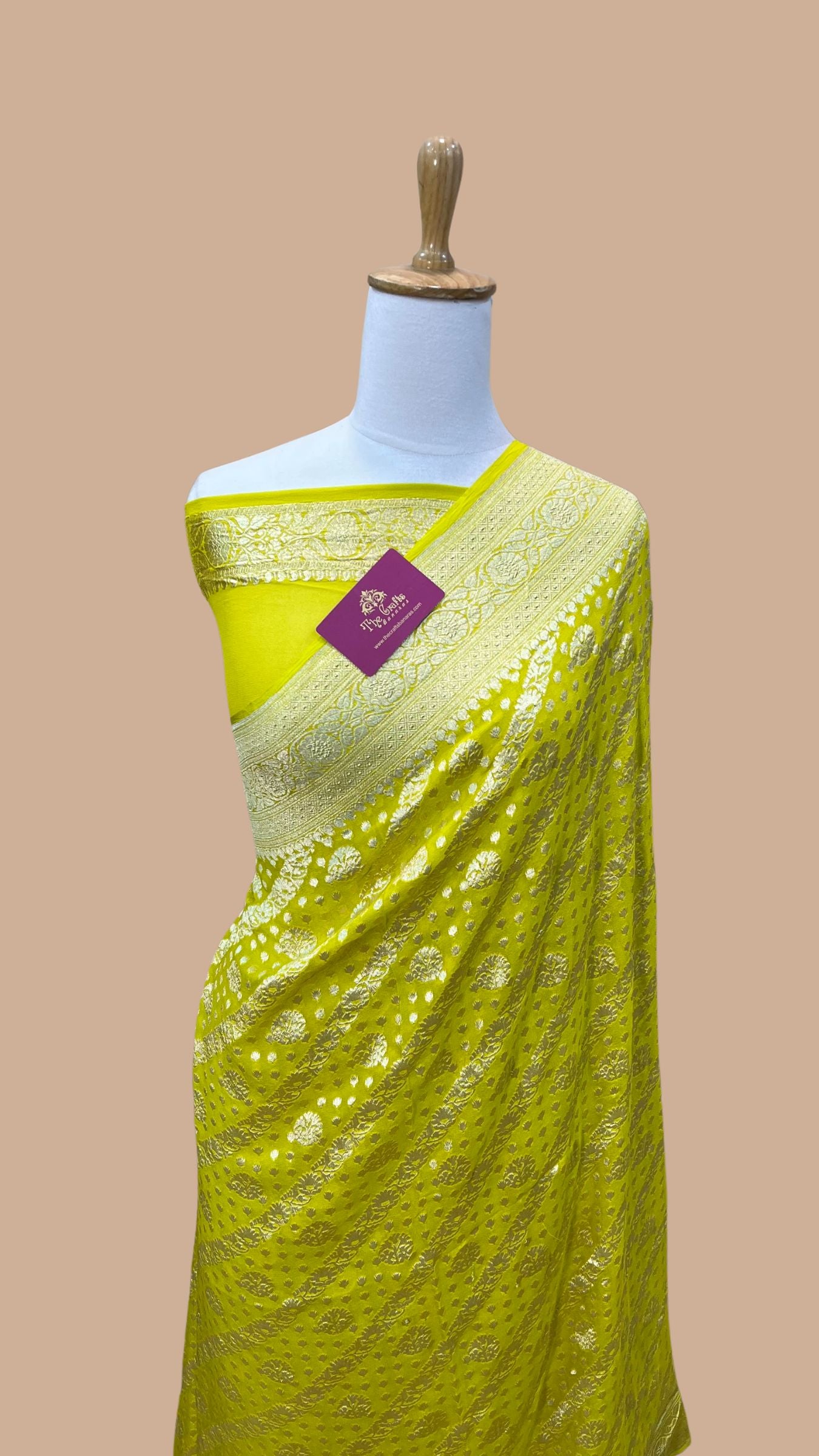 Khaddi Georgette Handloom Banarasi Saree - Water Zari