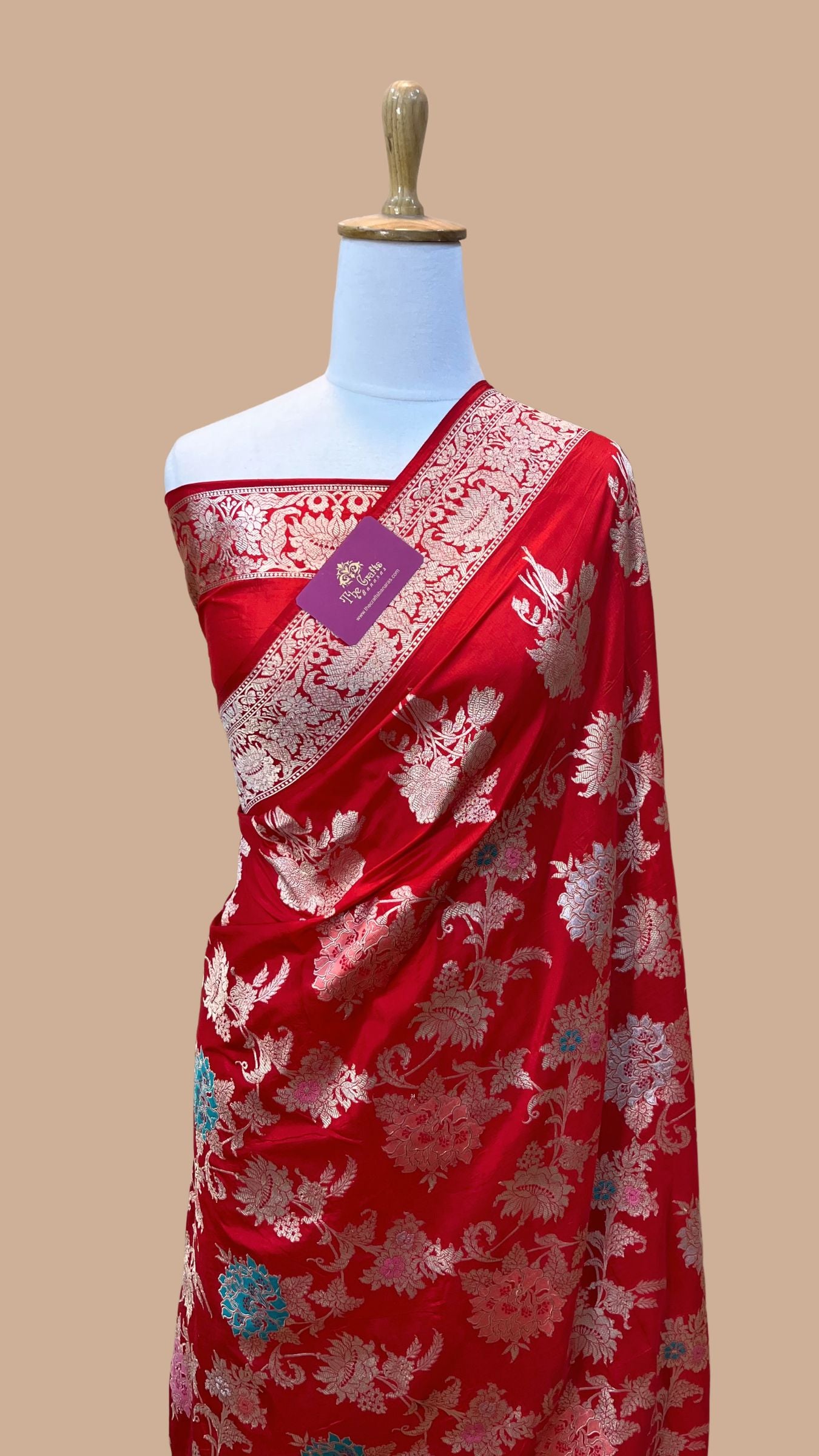 Pure Katan Silk Handloom Banarasi Saree - All over Meenakari Jaal work