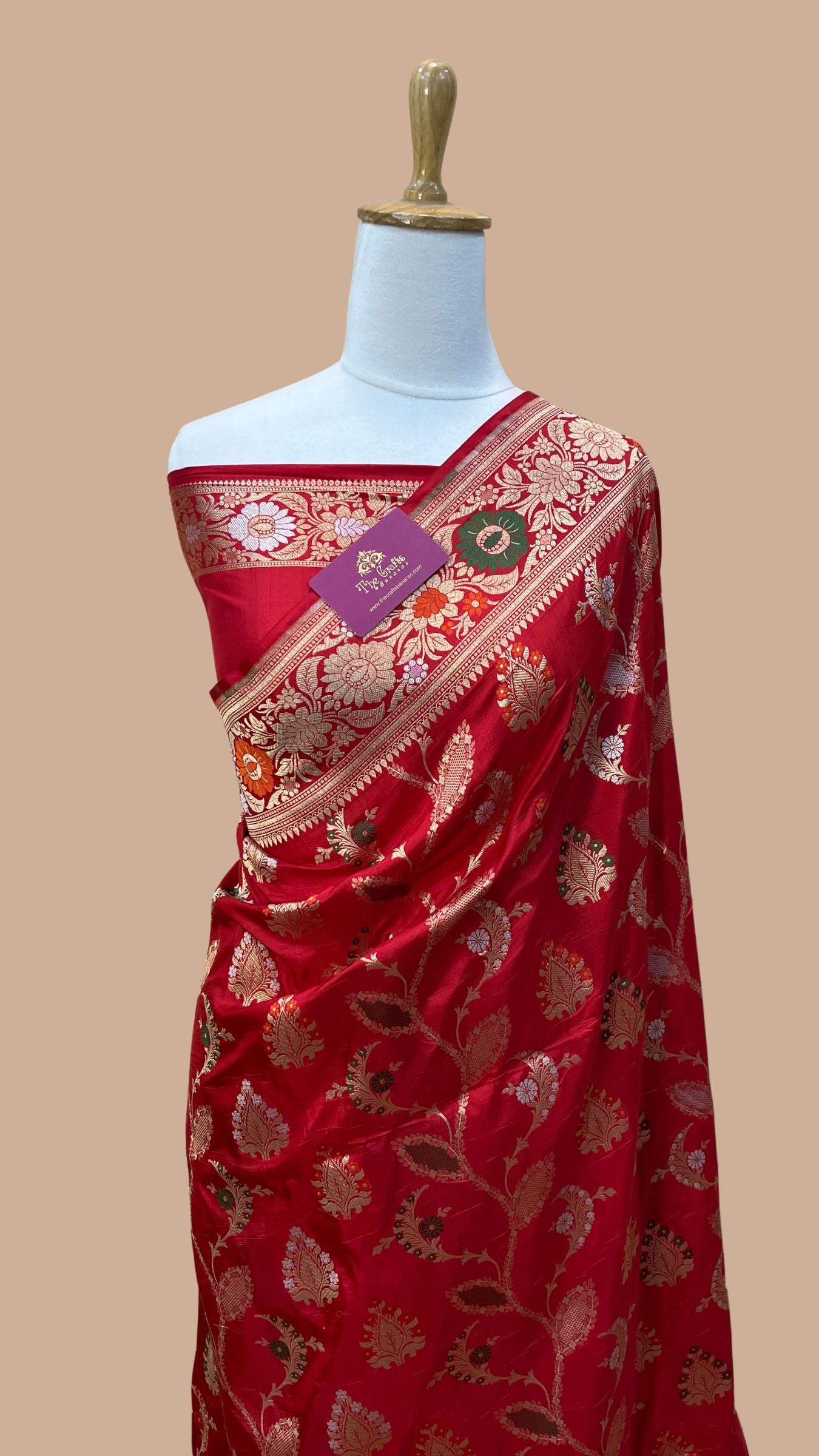 Pure Katan Silk Handloom Banarasi Saree - All over meenakari Jaal work