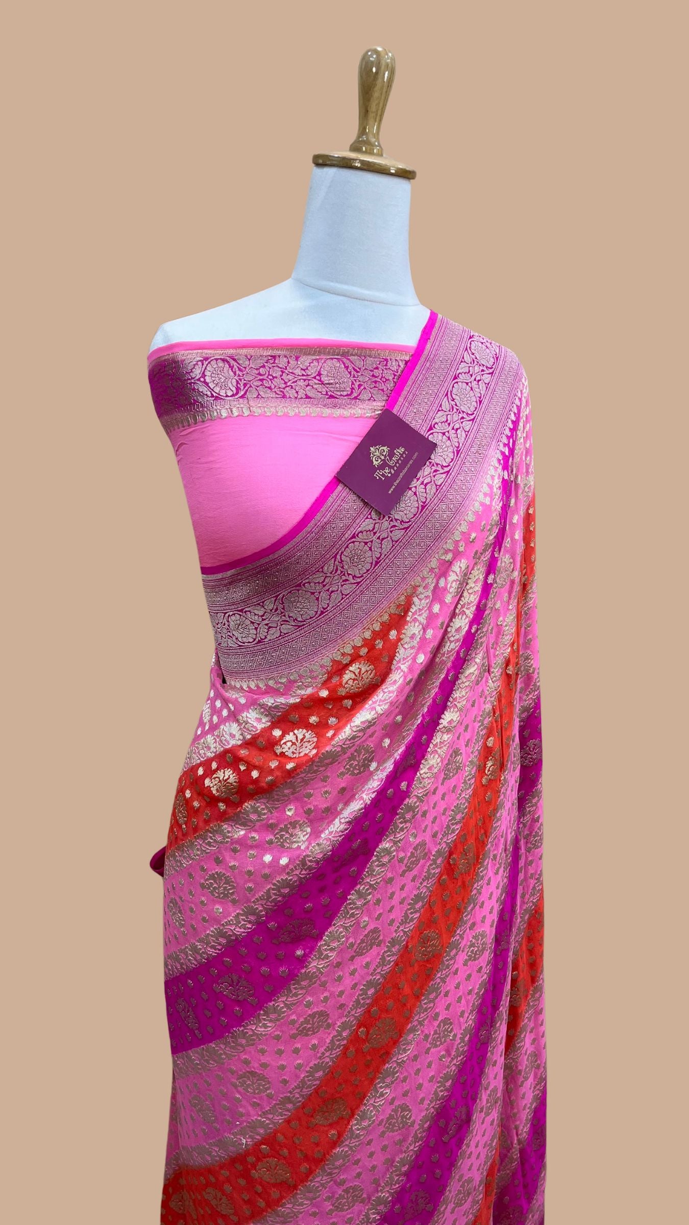 Khaddi Georgette Handloom Banarasi Saree - Water Zari