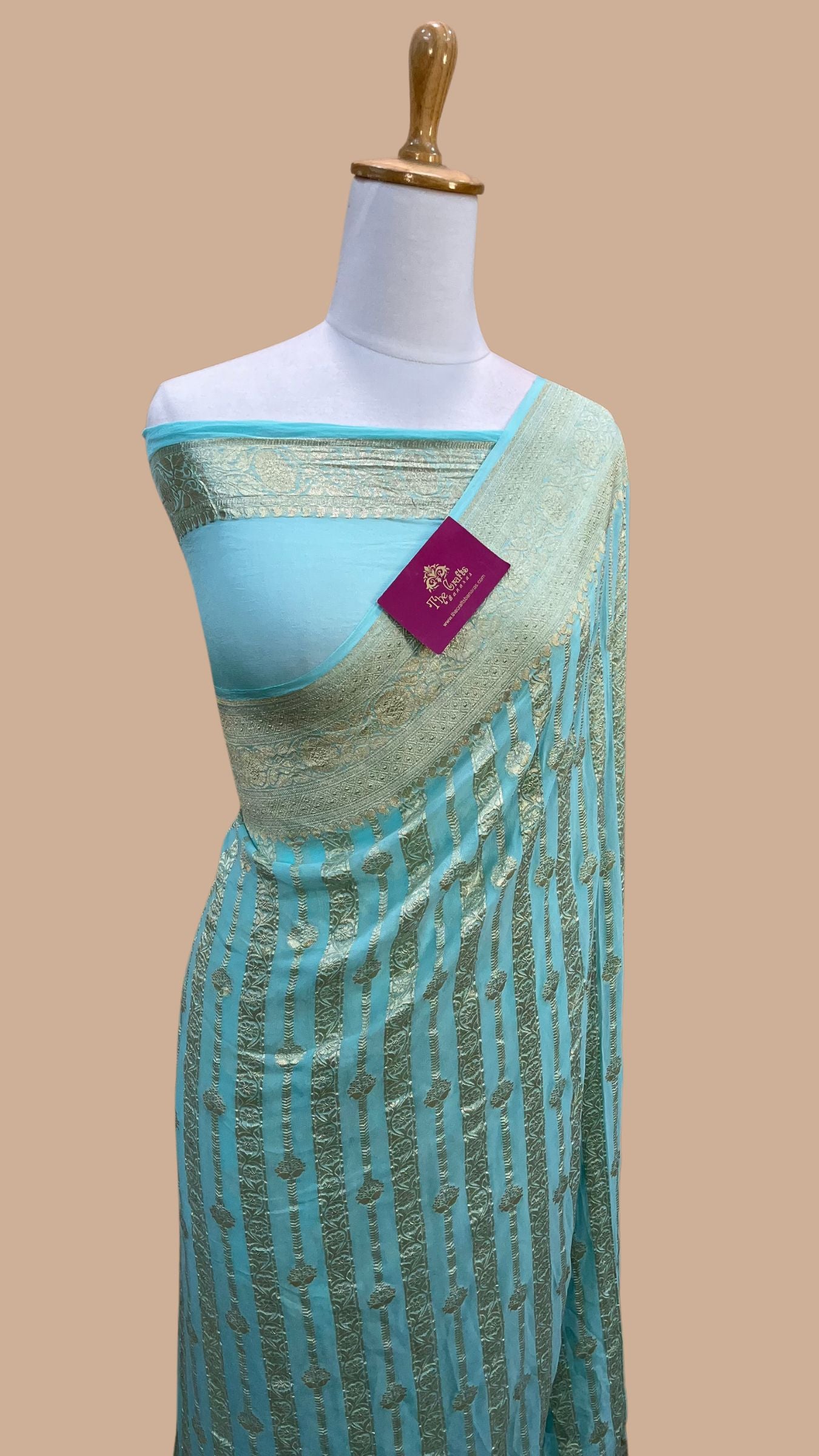 Khaddi Georgette Banarasi Saree - Water Zari