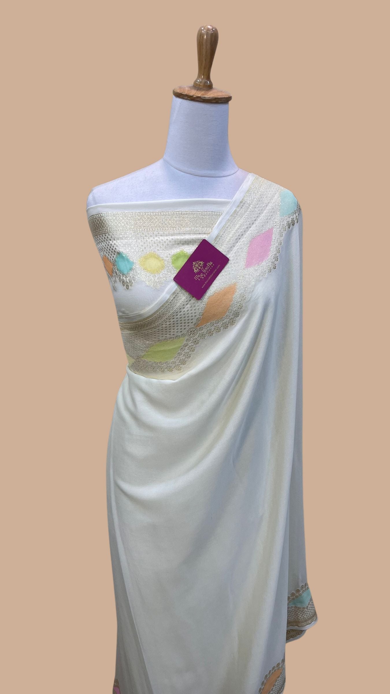 Khaddi Georgette Handloom Banarasi Saree - Water Zari