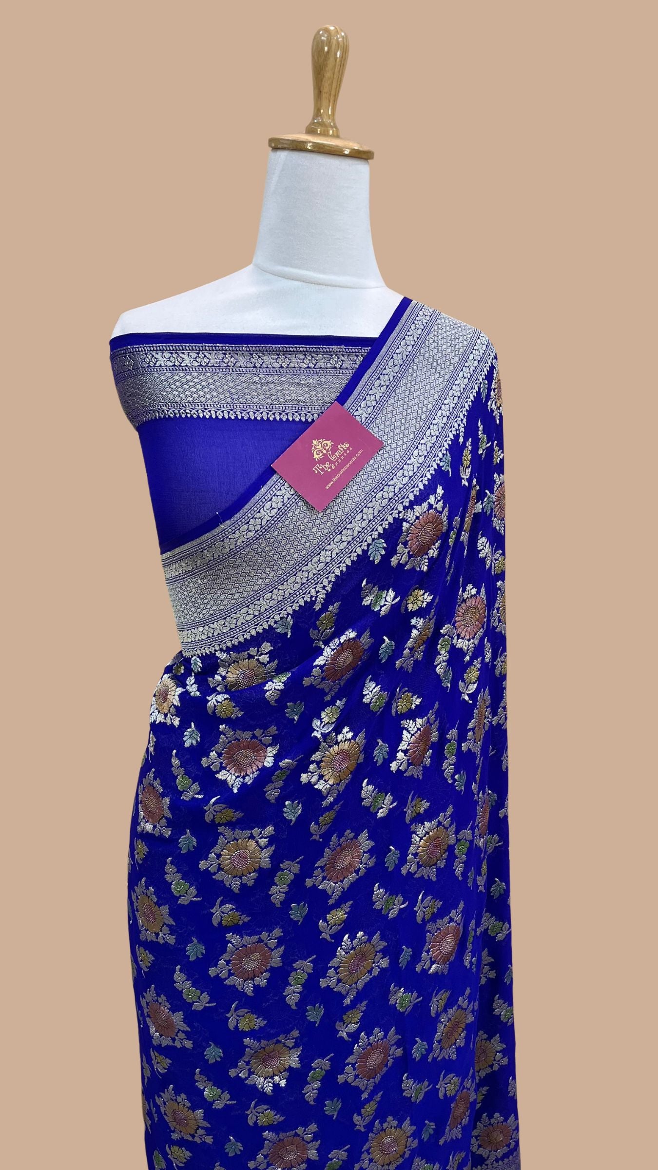 Khaddi Georgette Handloom Banarasi Saree - Water Zari