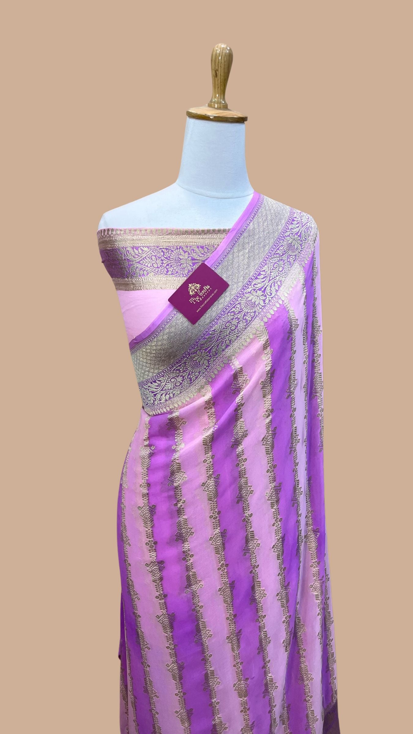 Khaddi Georgette Handloom Banarasi Saree - Water Zari