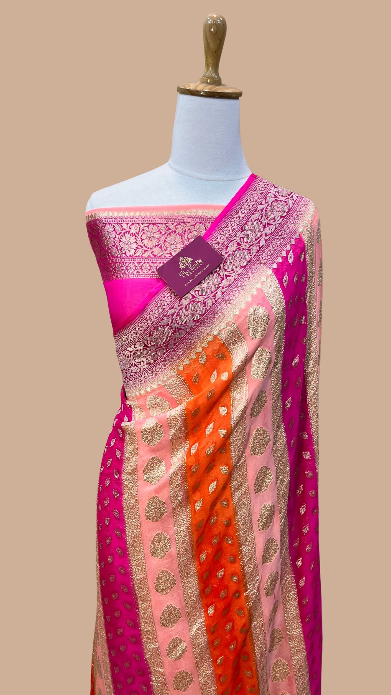 Khaddi Georgette Handloom Banarasi Saree - Water Zari