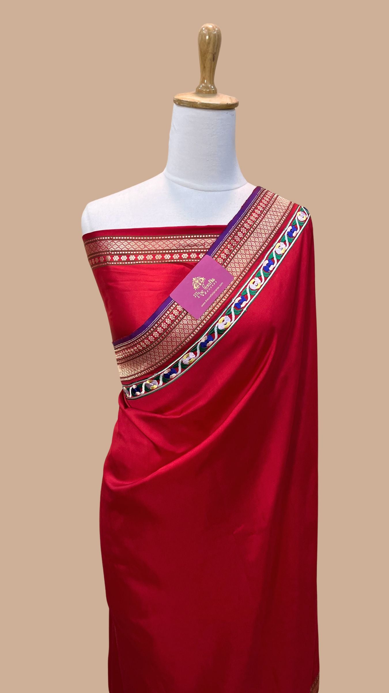 Pure Katan Silk Handloom Banarasi Saree - kadhua border with chikankari