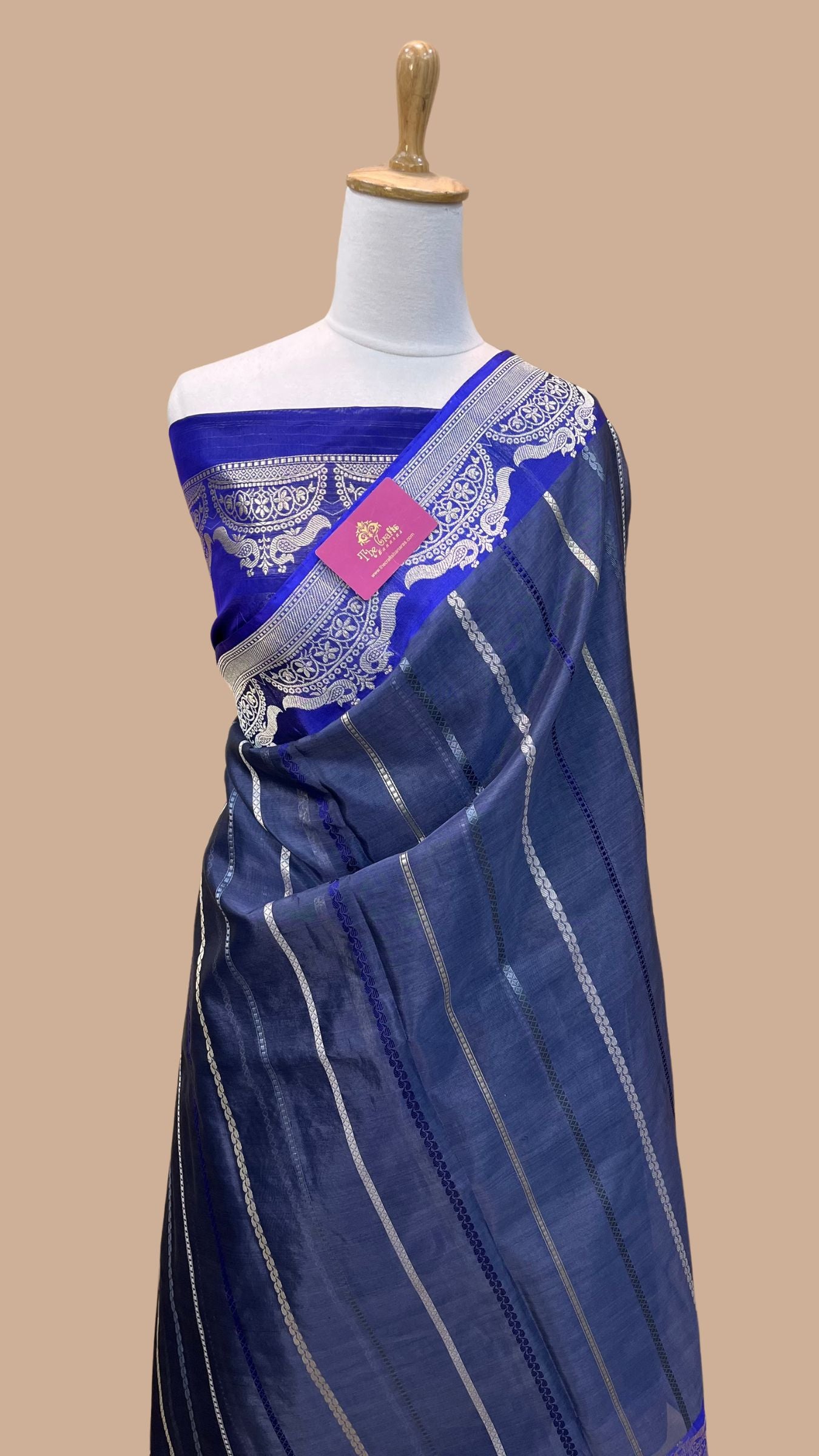 Pure Kora Silk Handloom Banarasi Saree - with kadhua stripes