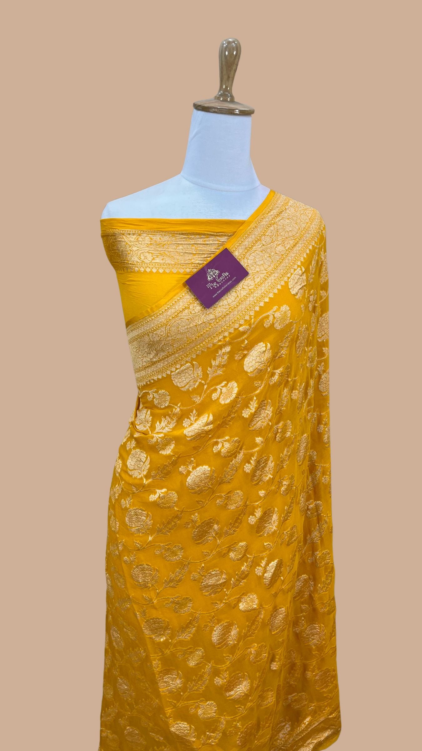 Khaddi Georgette Banarasi Saree - Gold Zari