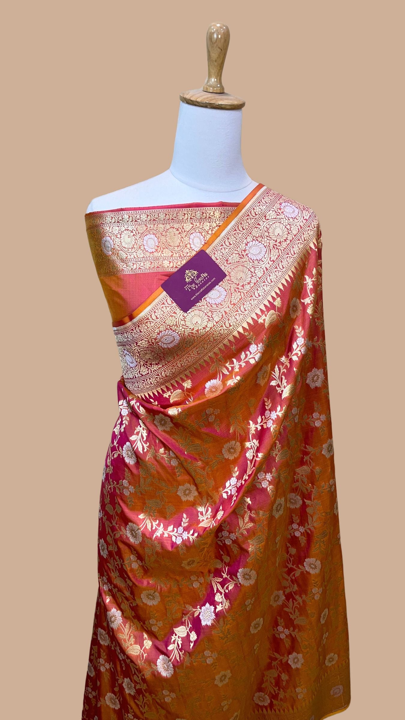 Pure Katan Silk Handloom Banarasi Saree - All over Sona Roopa Jaal work