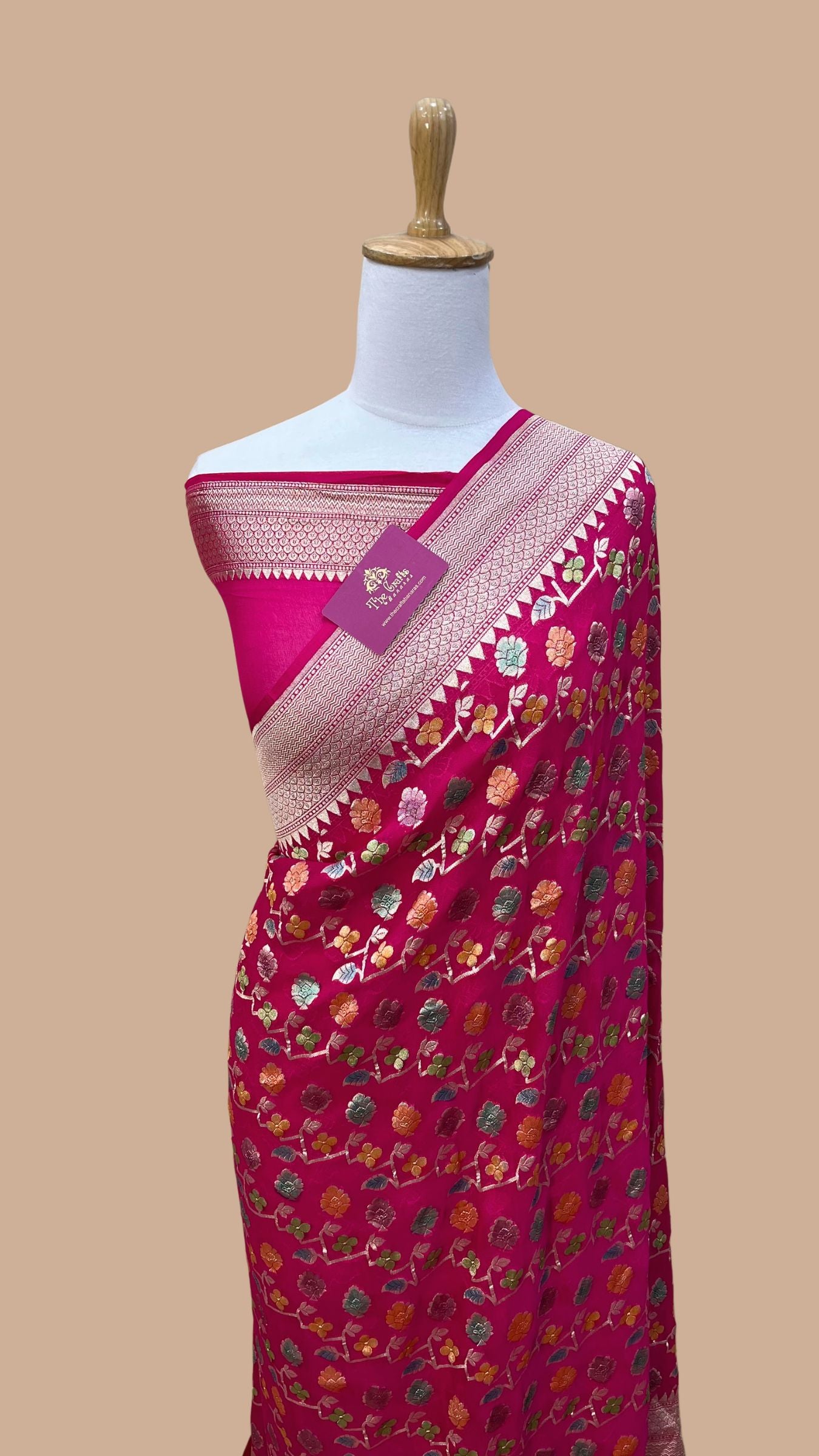 Khaddi Georgette Handloom Banarasi Saree - Water Zari