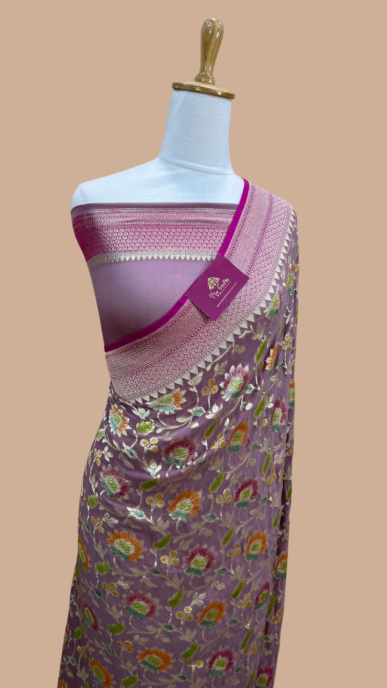 Khaddi Georgette Handloom Banarasi Saree - Water Zari