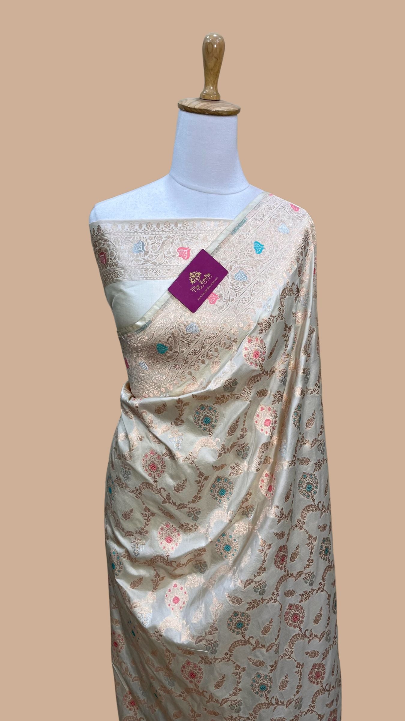 Pure Katan Silk Handloom Banarasi Saree - All over Sona Roopa Jaal work